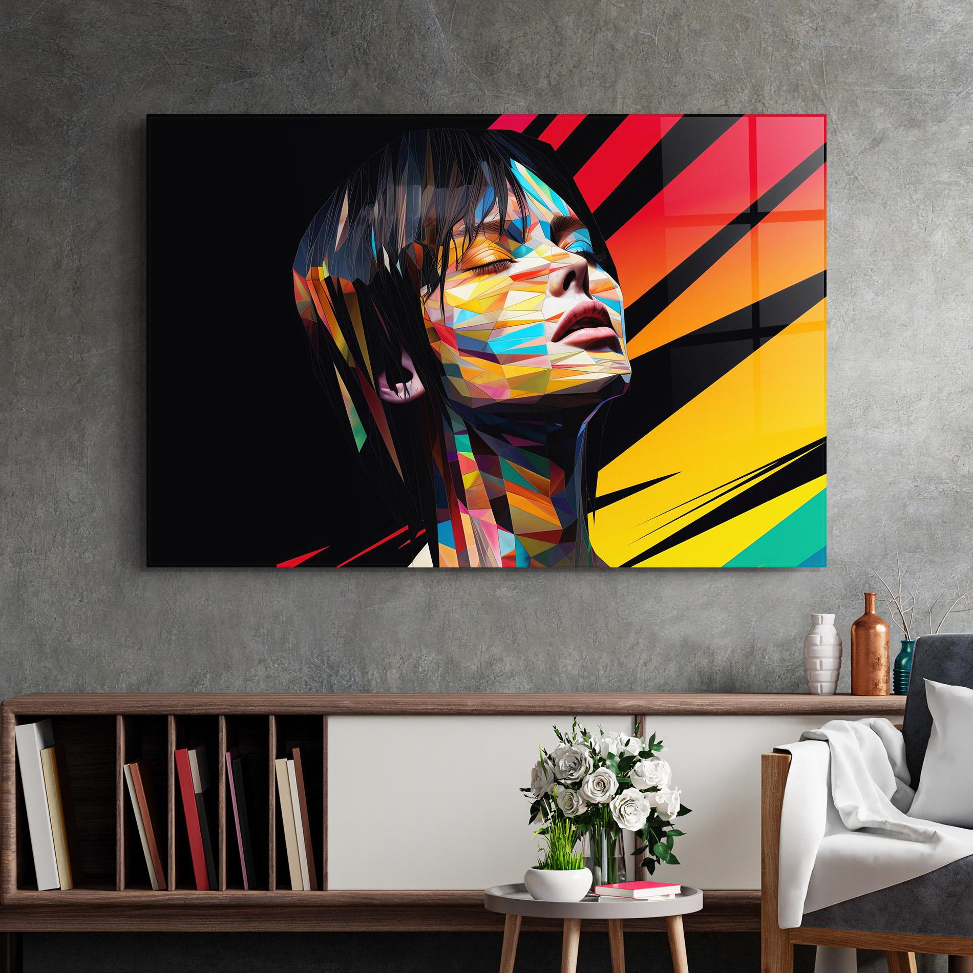 Üvegkép Glitchy Woman mockup 2