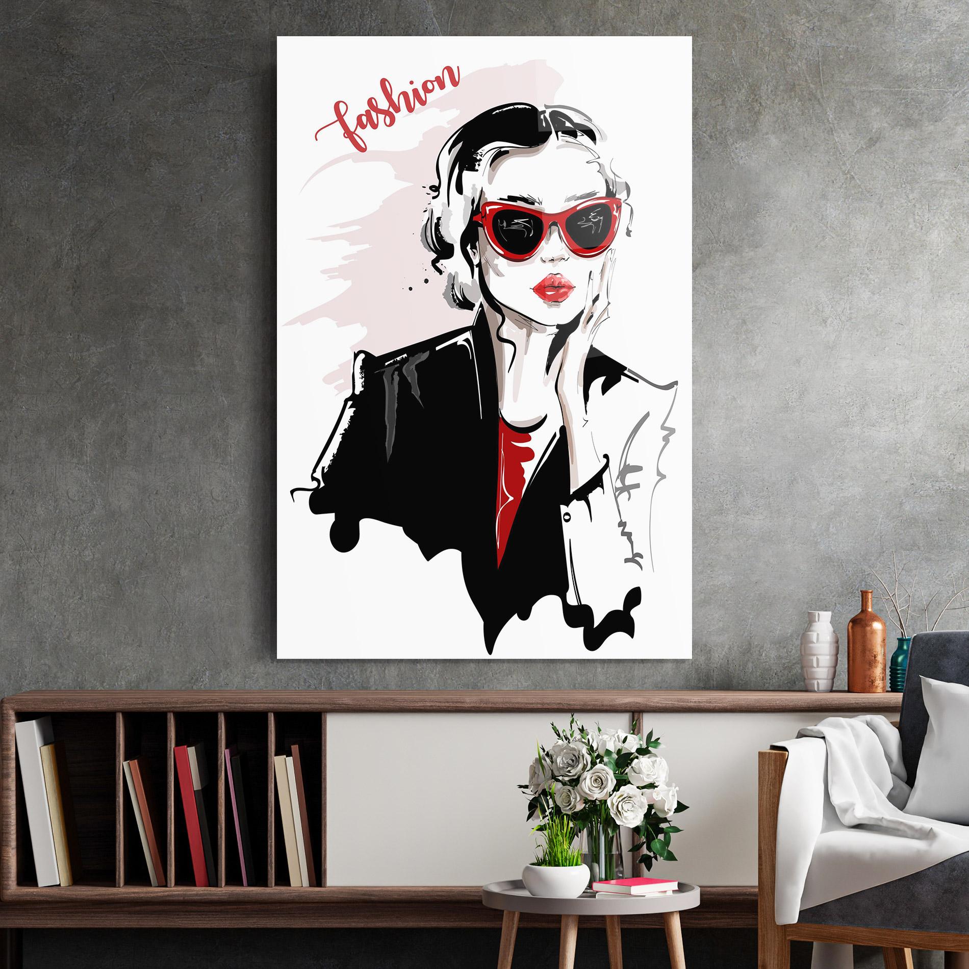 Üvegkép Fashion Red Glasses mockup 2