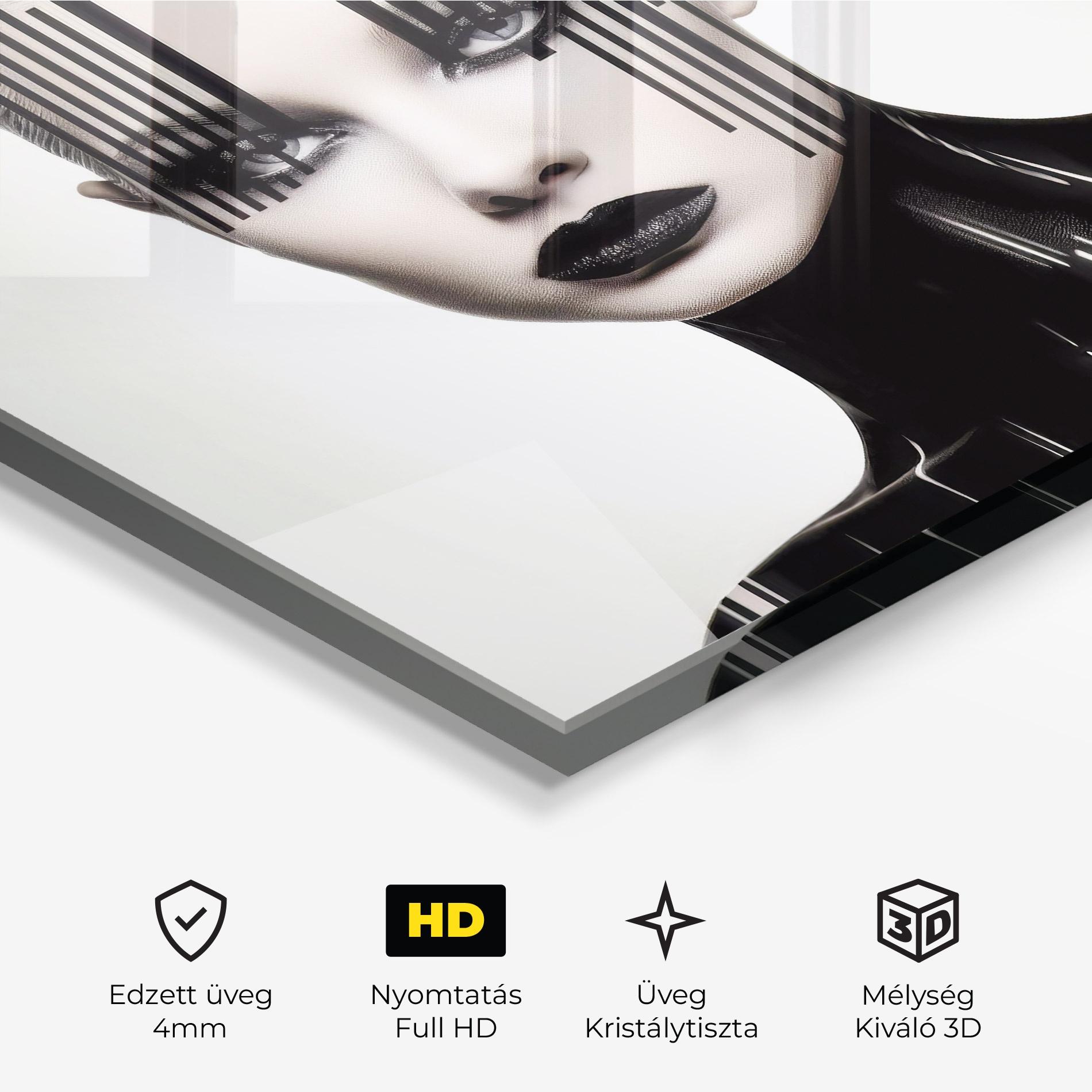 Üvegkép Black Lips And Outfit mockup 3