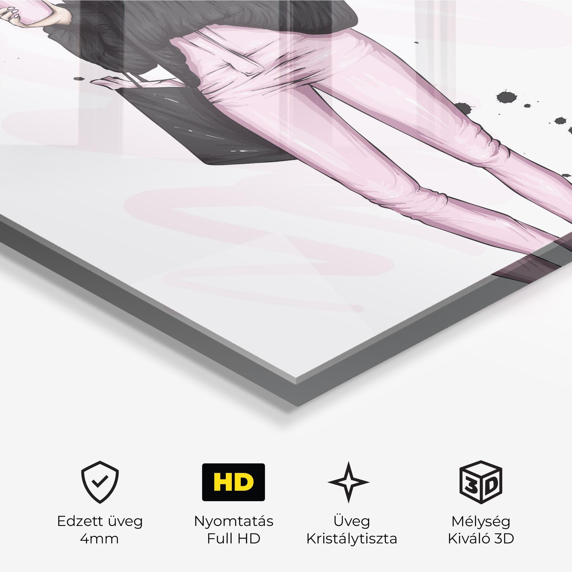 Üvegkép Black Pink Outfit mockup 3