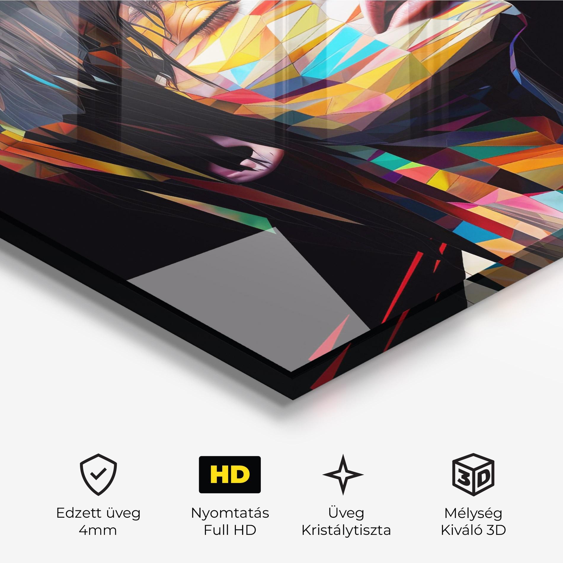 Üvegkép Glitchy Woman mockup 3