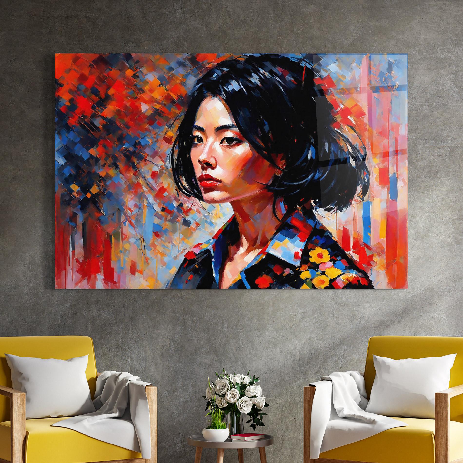 Üvegkép Beautiful Asian Woman mockup 4
