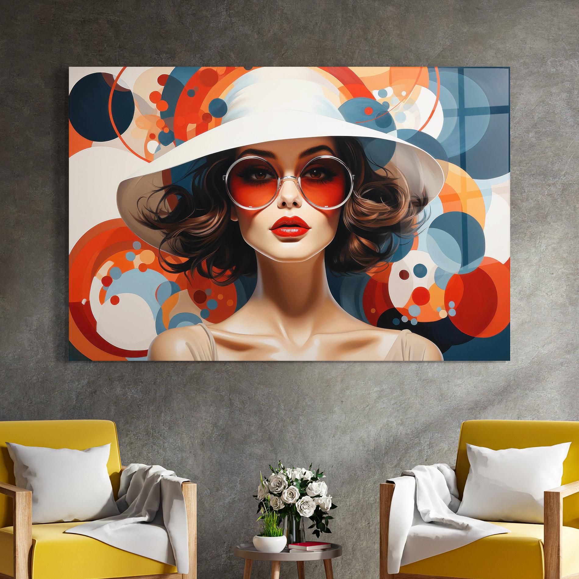 Üvegkép Big Glasses Woman mockup 4