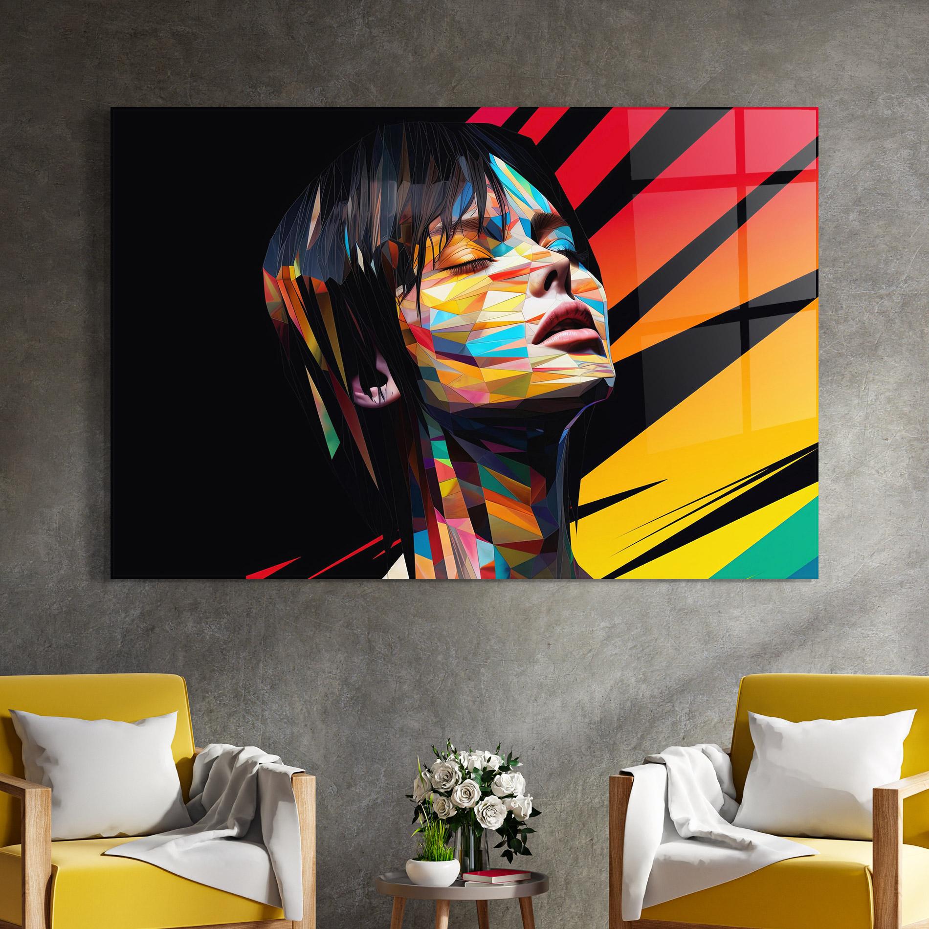 Üvegkép Glitchy Woman mockup 4