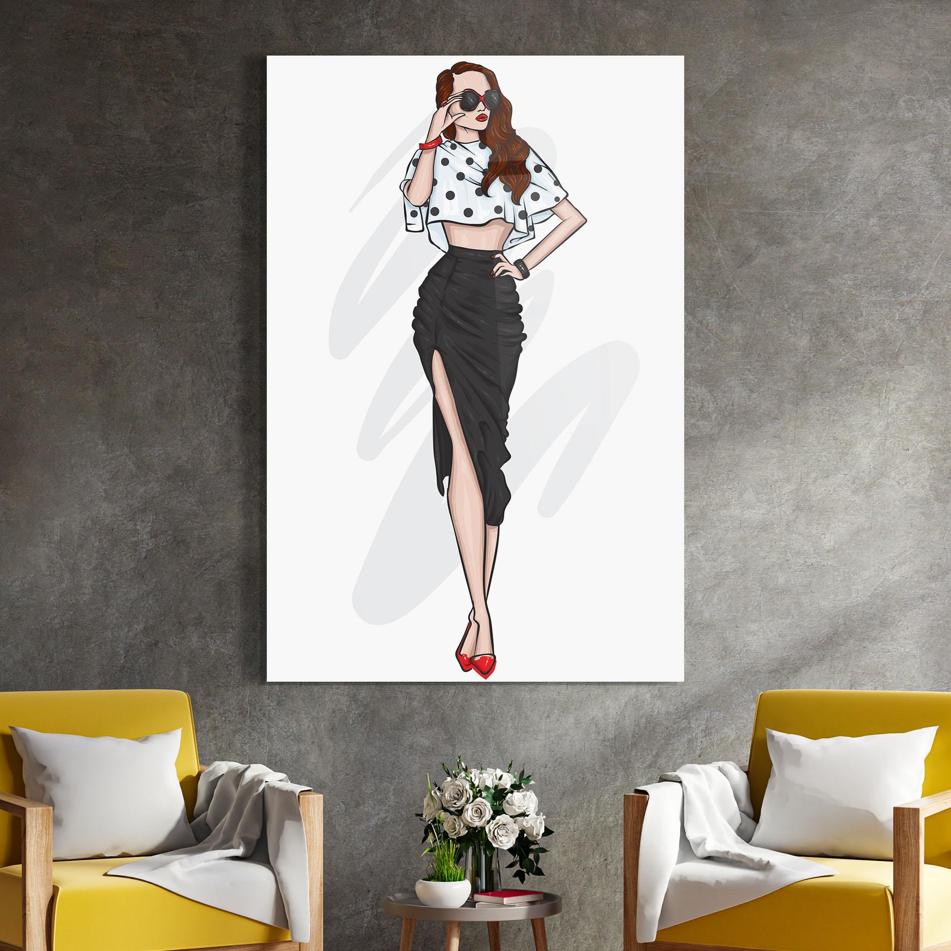 Üvegkép Black Skirt Diva mockup 4