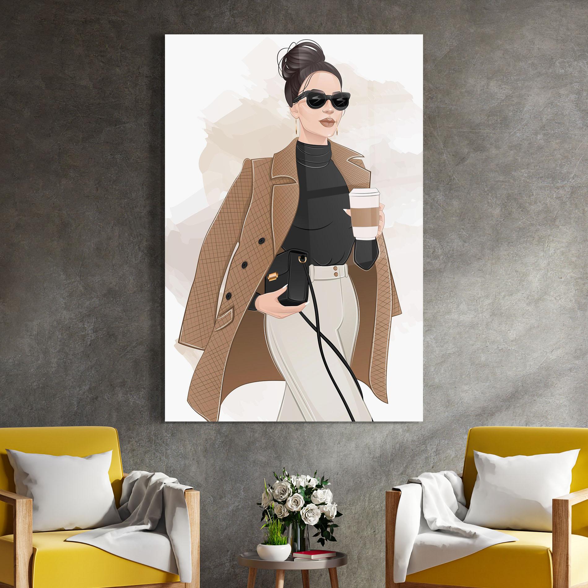 Üvegkép Modern Coffee Outfit mockup 4