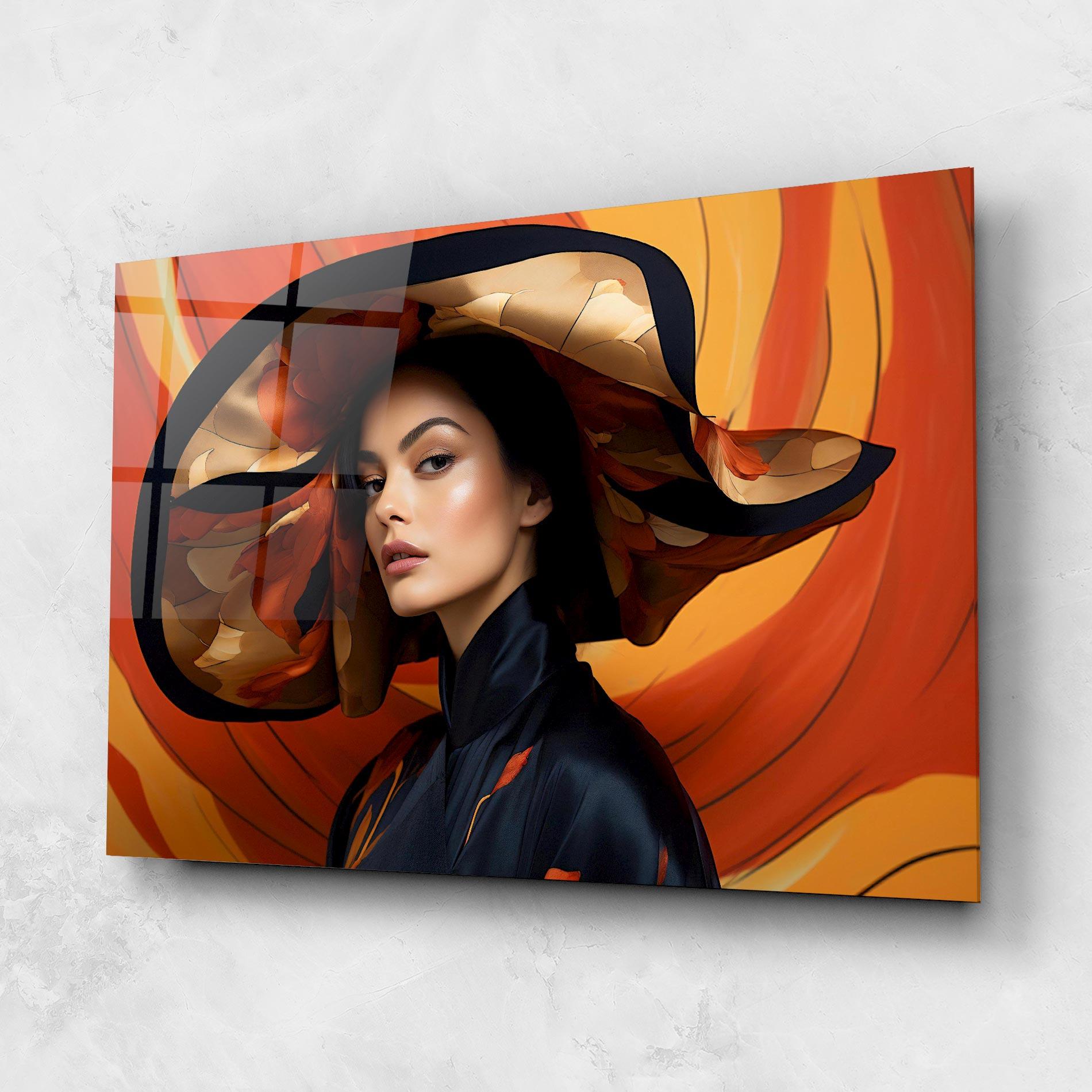 Üvegkép Elegant Hat Woman mockup 1