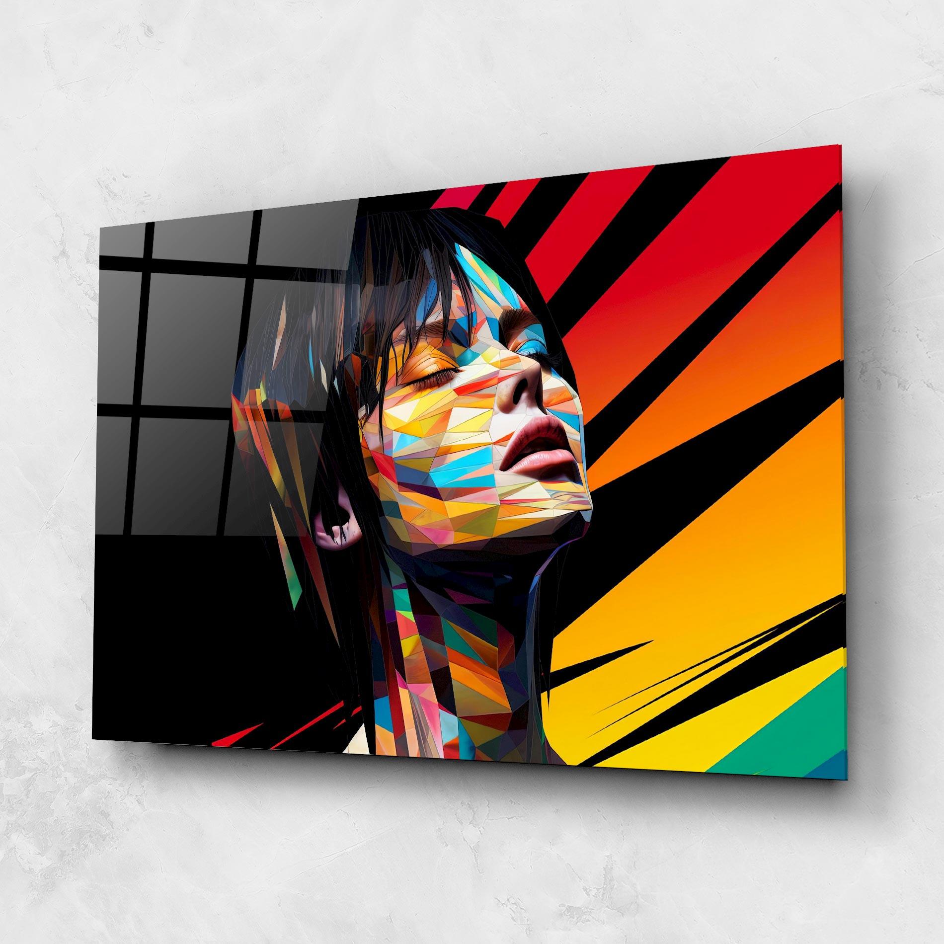 Üvegkép Glitchy Woman mockup 1