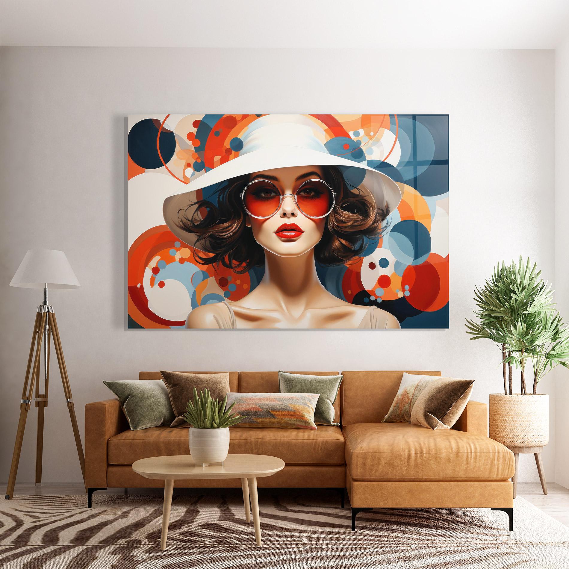 Üvegkép Big Glasses Woman mockup 7