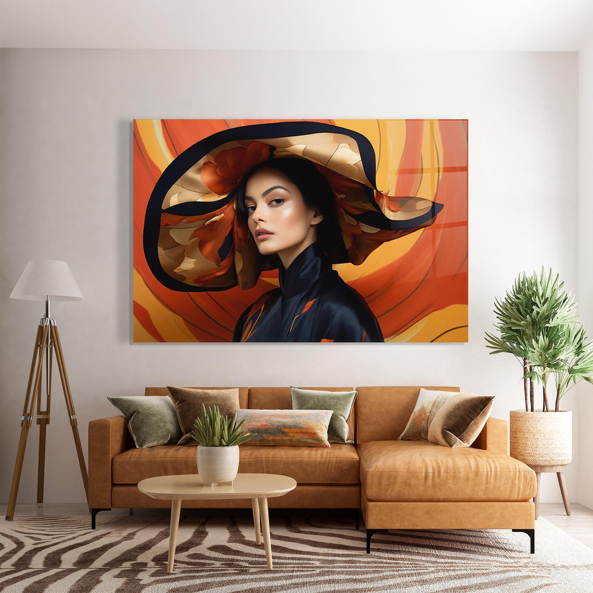 Üvegkép Elegant Hat Woman mockup 7