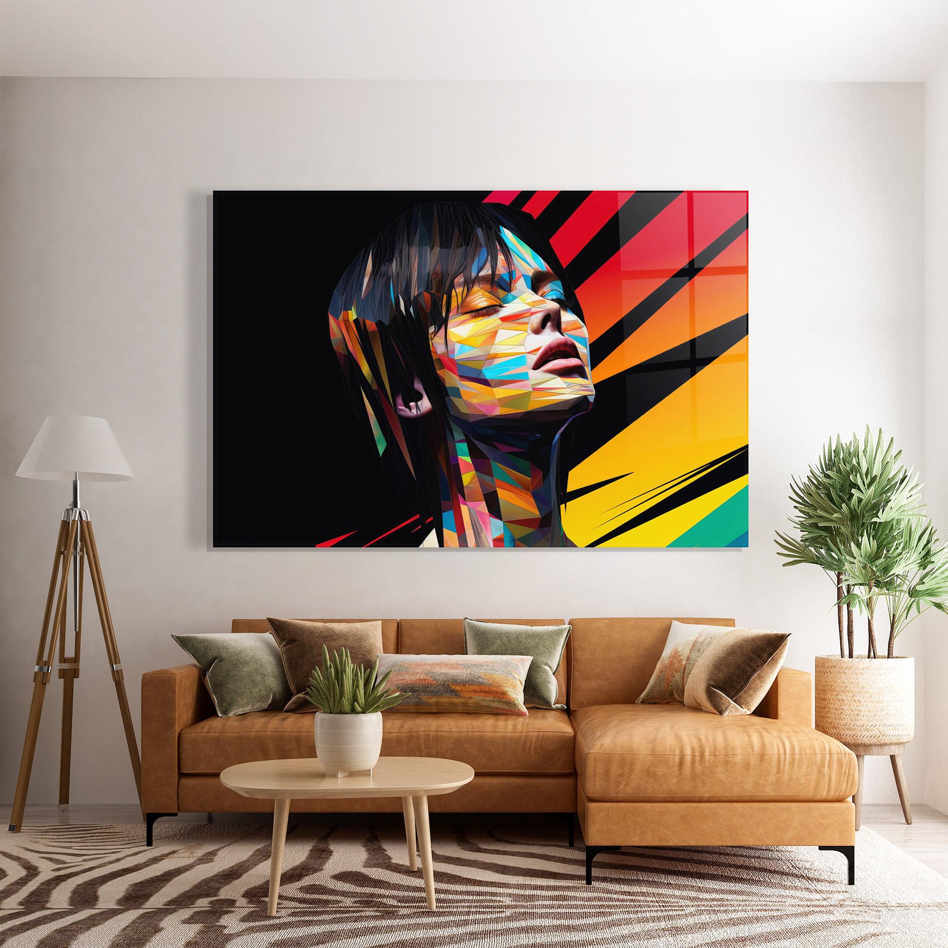 Üvegkép Glitchy Woman mockup 7