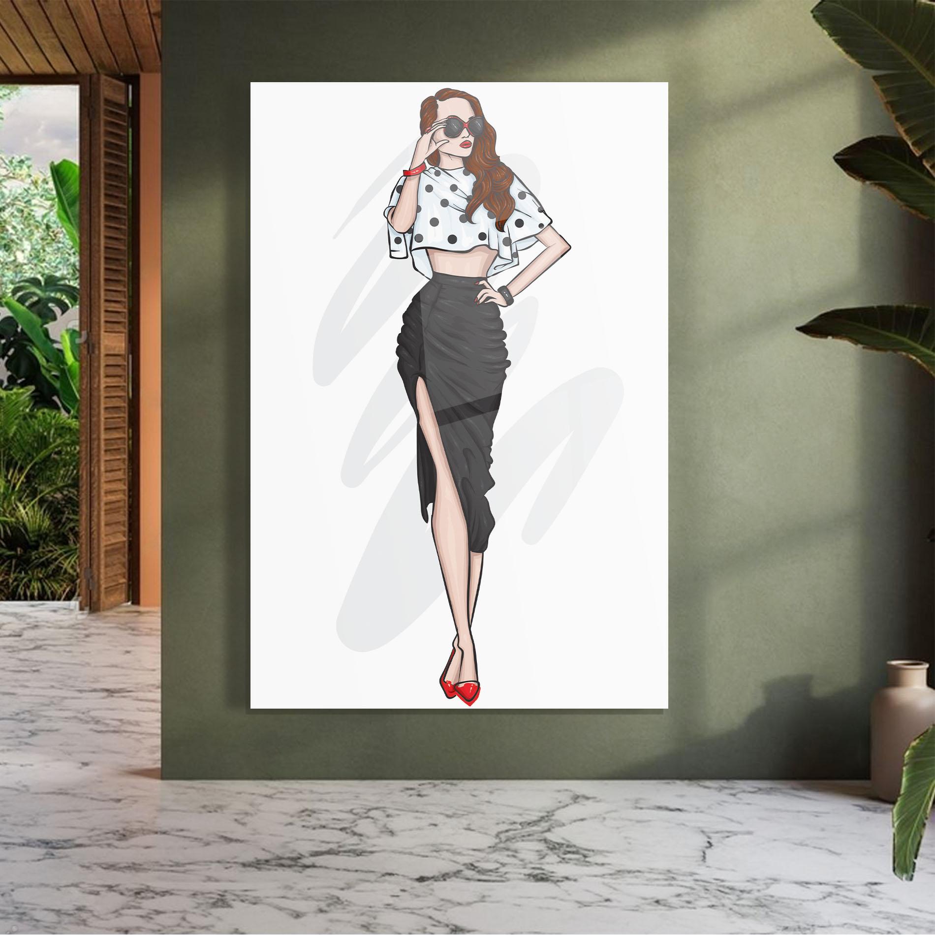 Üvegkép Black Skirt Diva mockup 7