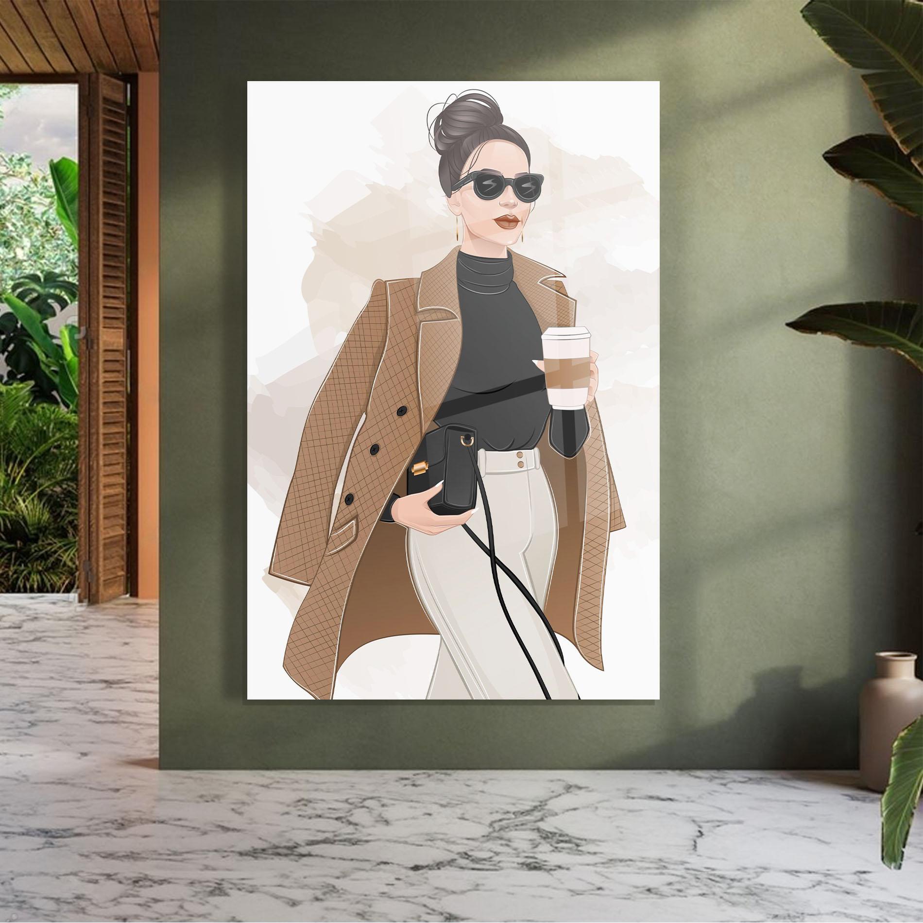 Üvegkép Modern Coffee Outfit mockup 7
