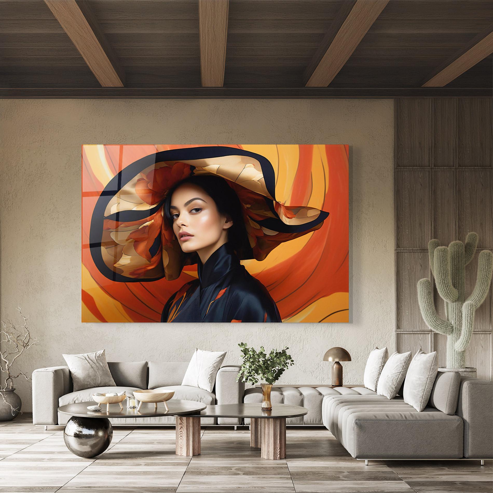 Üvegkép Elegant Hat Woman mockup 8