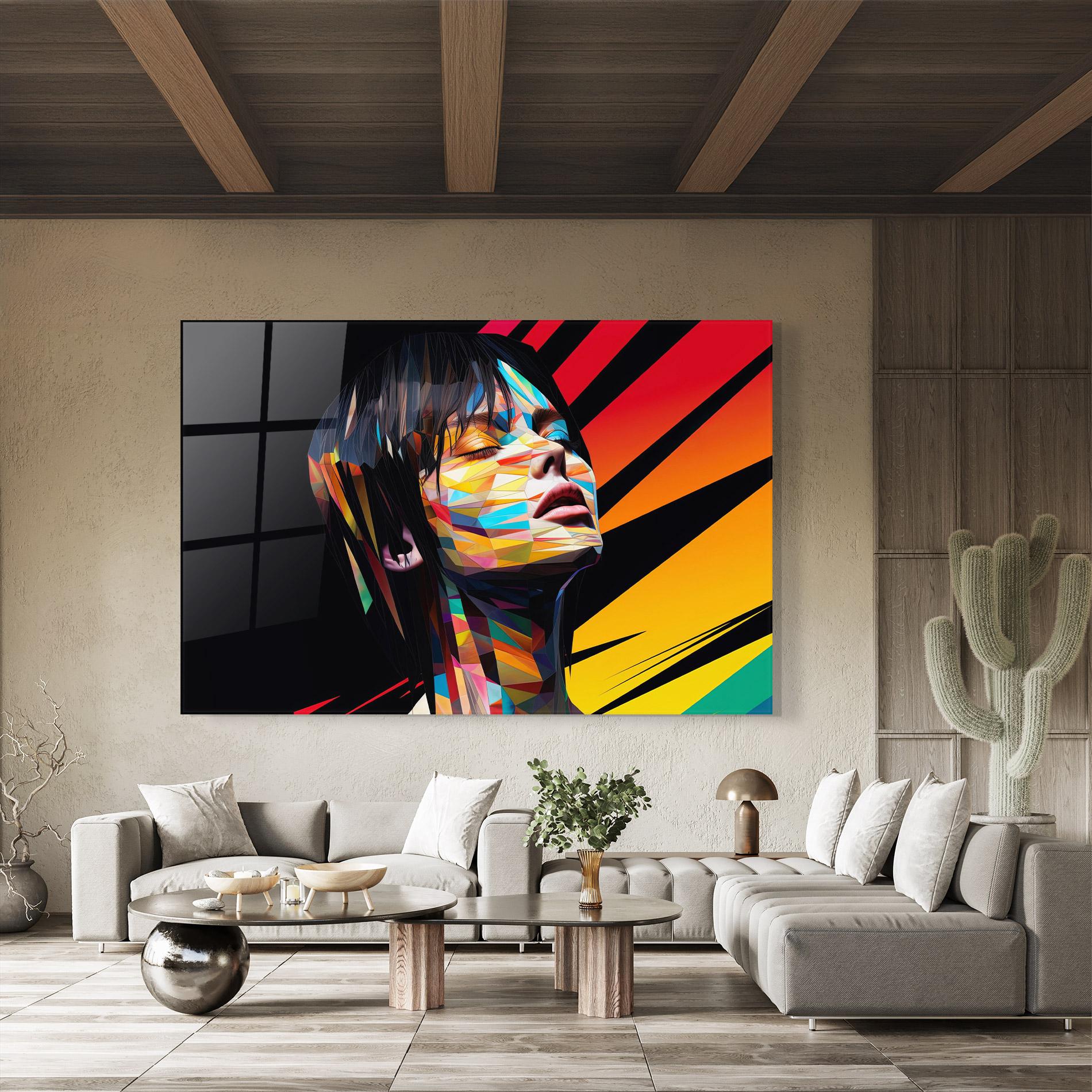 Üvegkép Glitchy Woman mockup 8