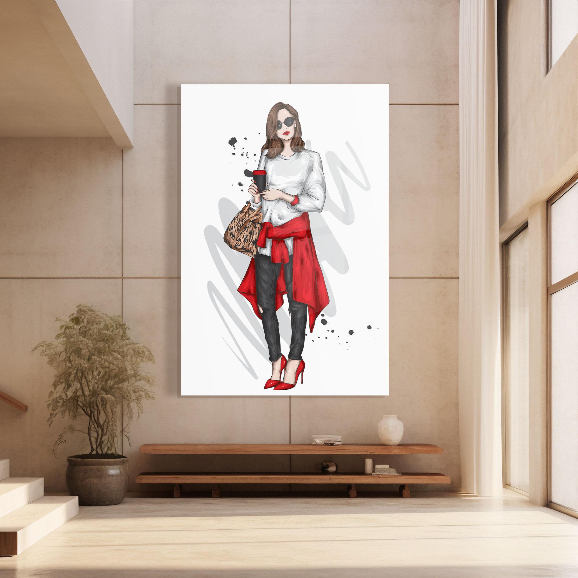 Üvegkép White Blouse Woman mockup 8