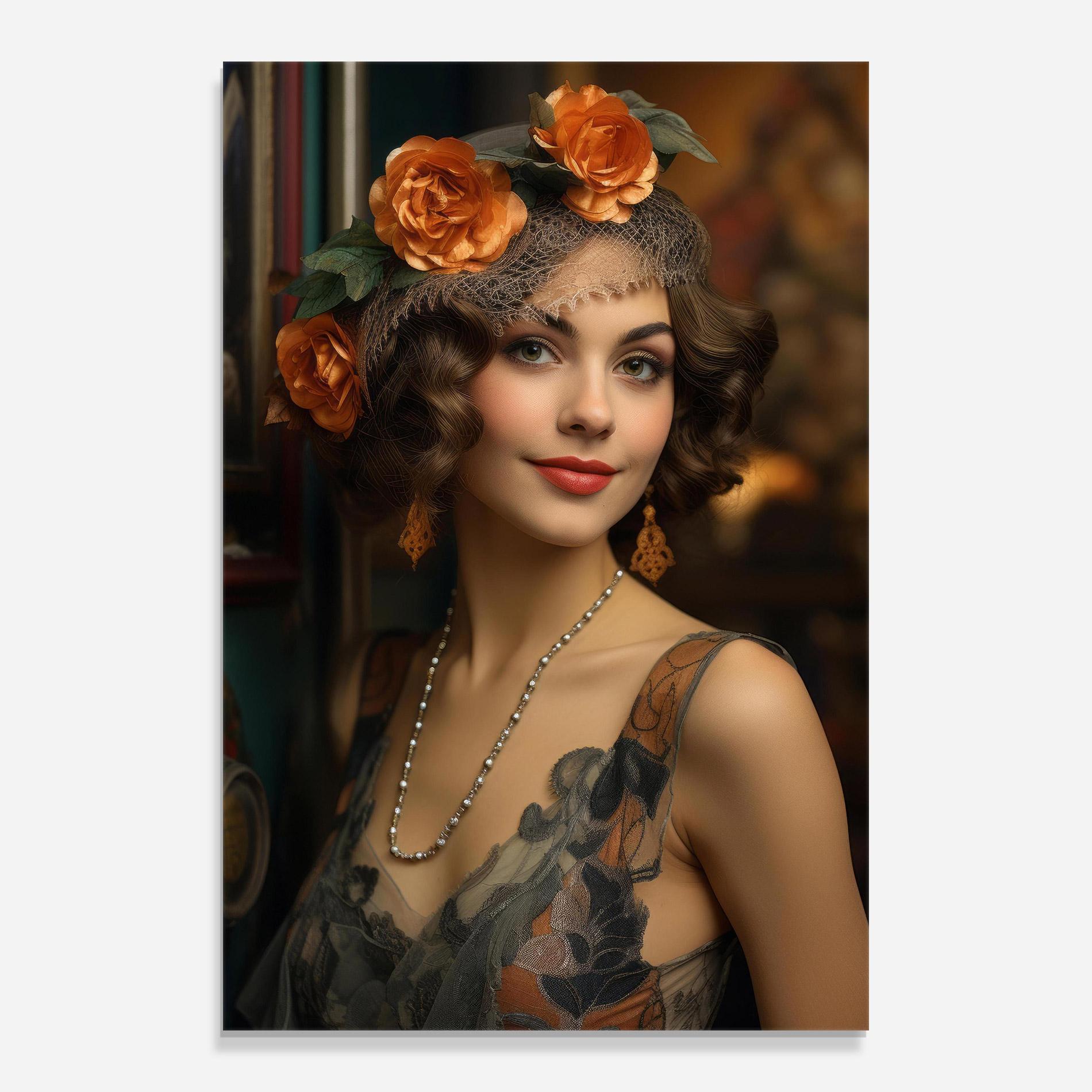Üvegkép Orange Vintage Roses mockup 0