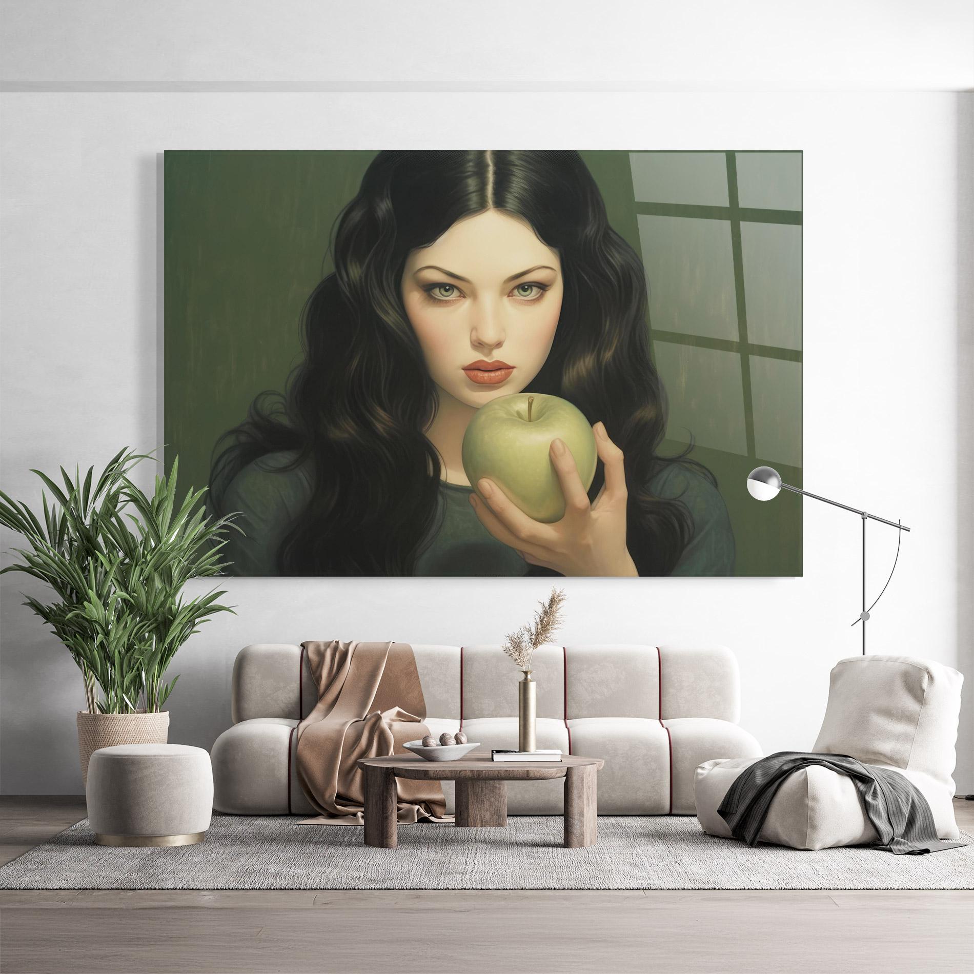Üvegkép Green Apple Painting mockup 9
