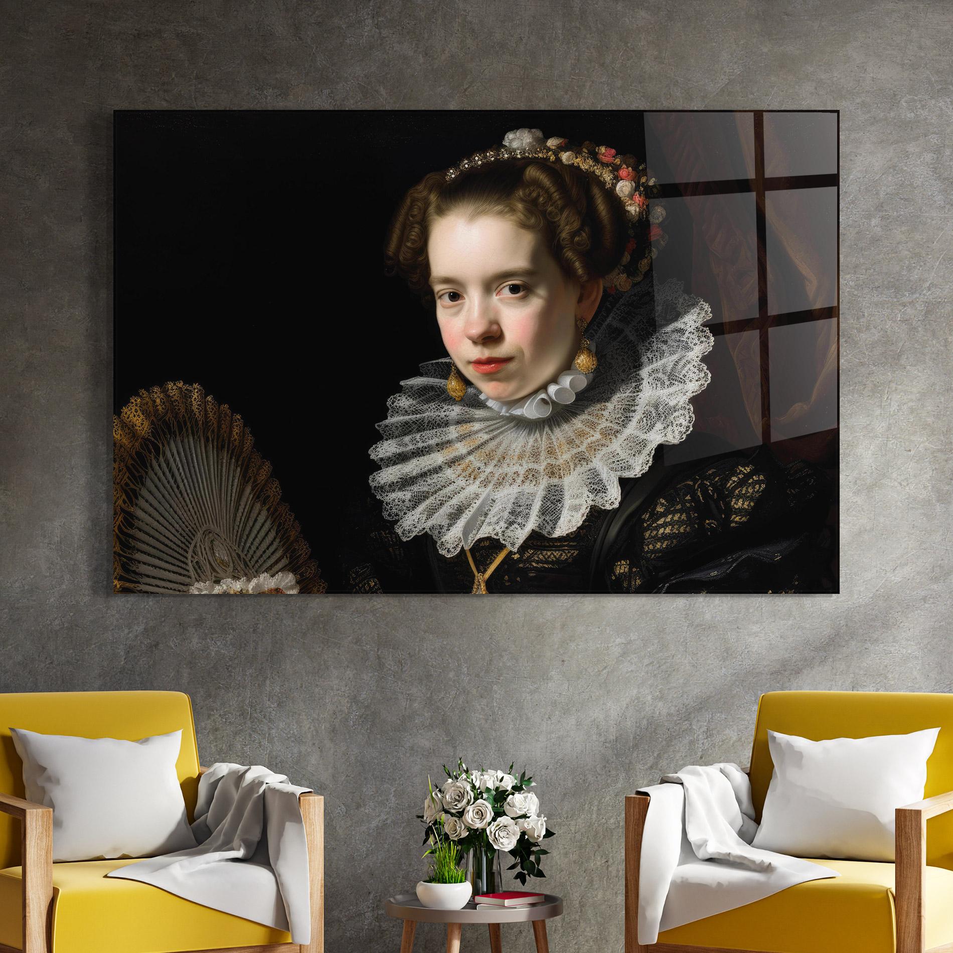Üvegkép Baroque Lady Portrait mockup 4
