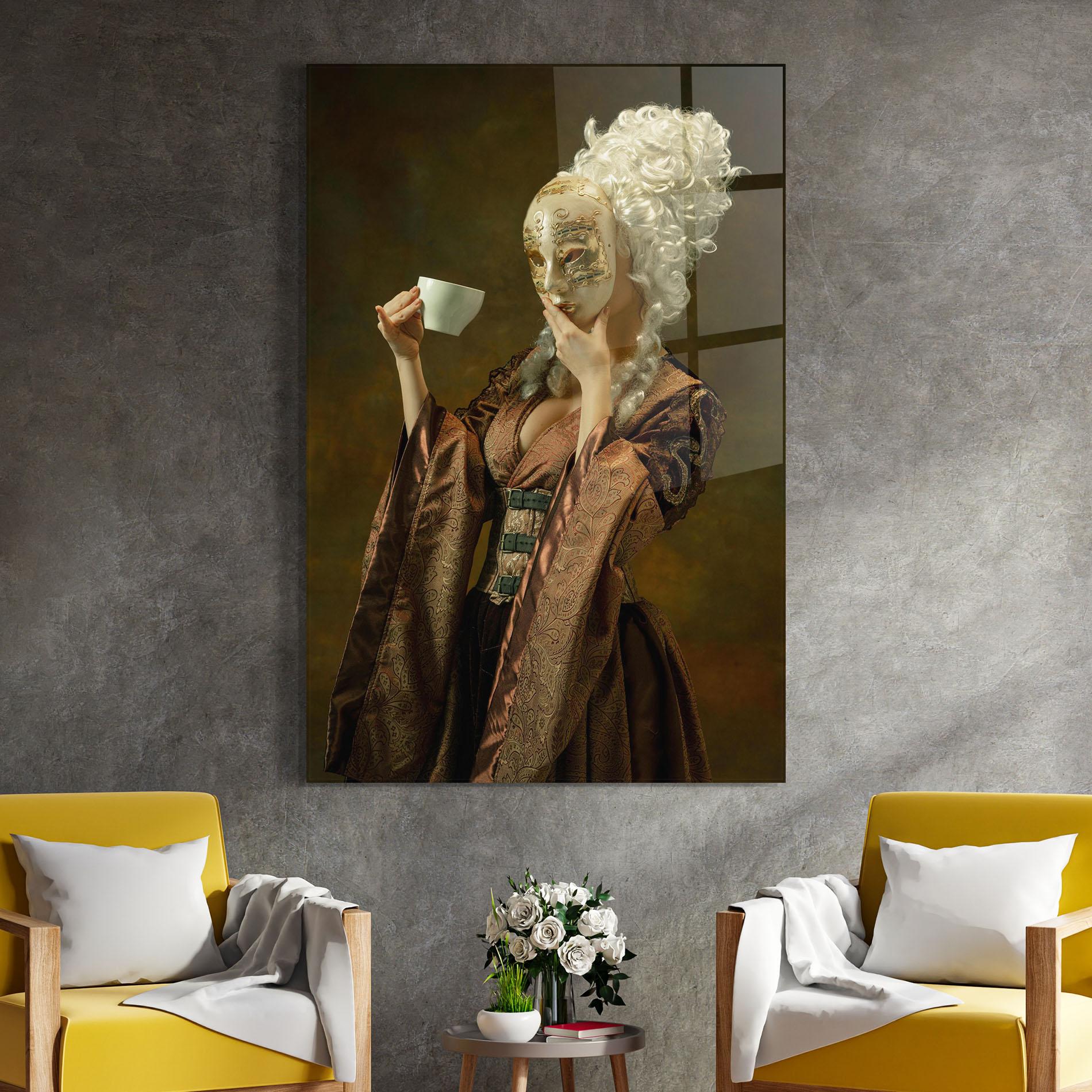 Üvegkép Medieval Woman Tea mockup 4