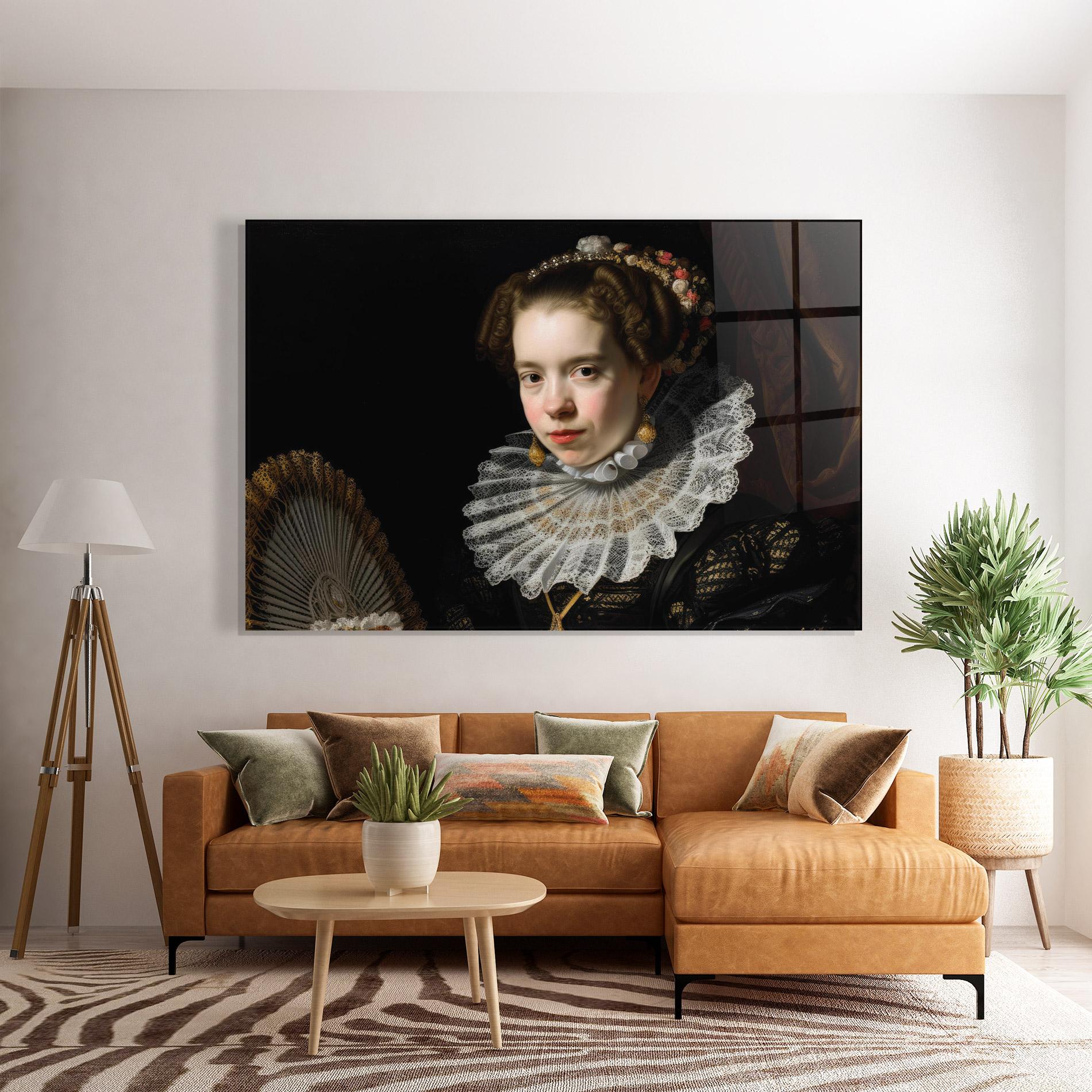 Üvegkép Baroque Lady Portrait mockup 7