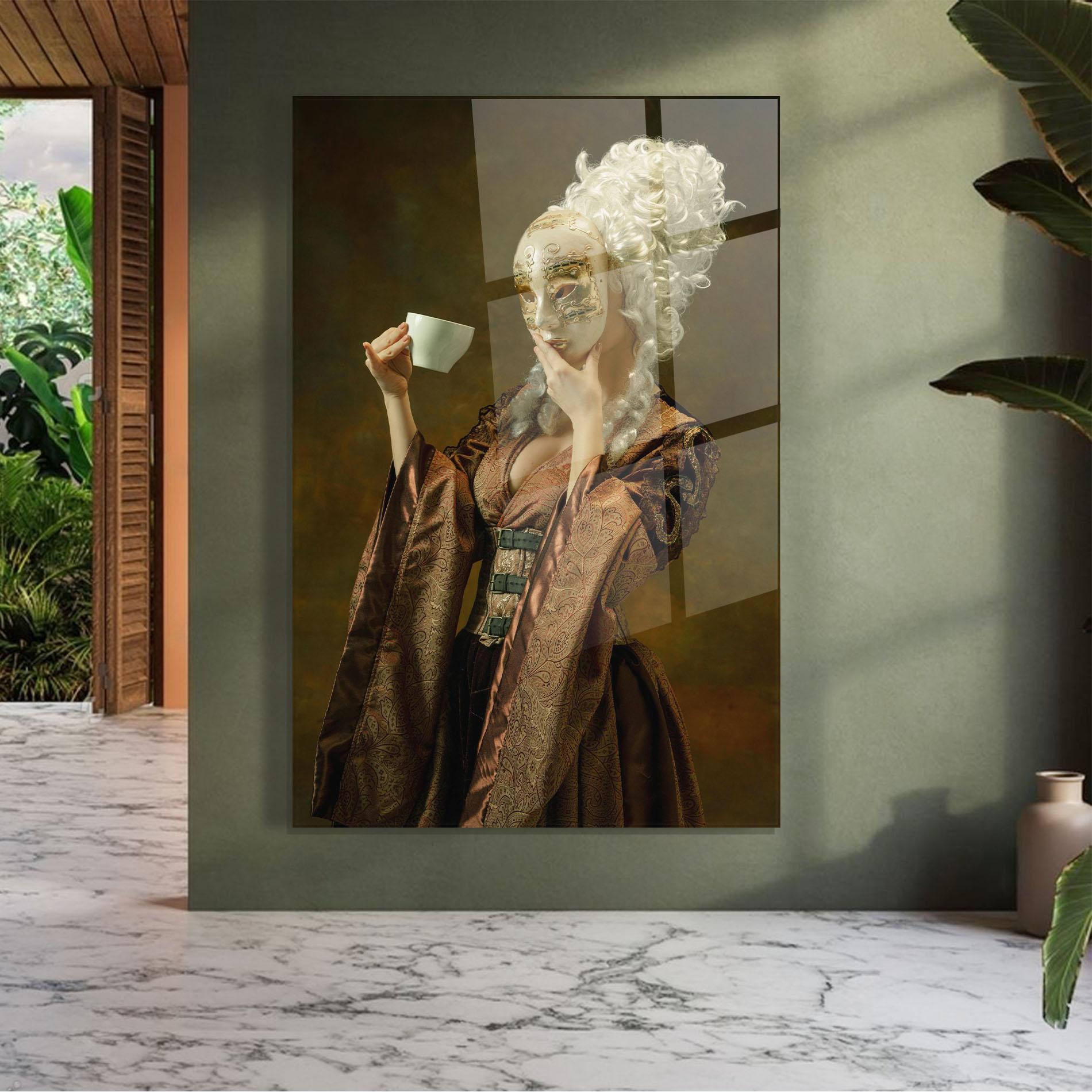 Üvegkép Medieval Woman Tea mockup 7