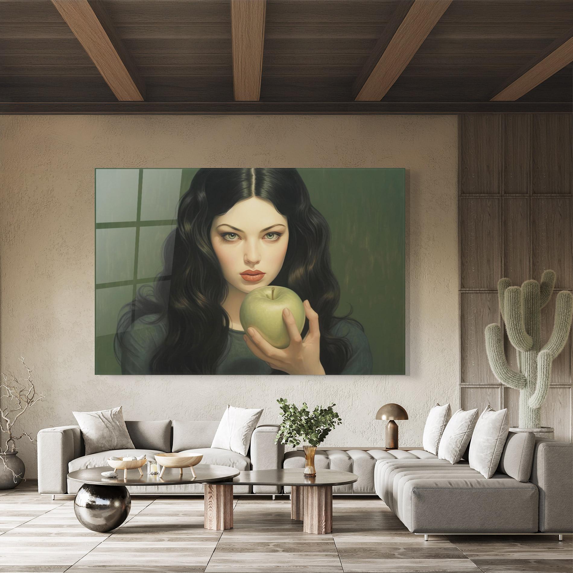 Üvegkép Green Apple Painting mockup 8