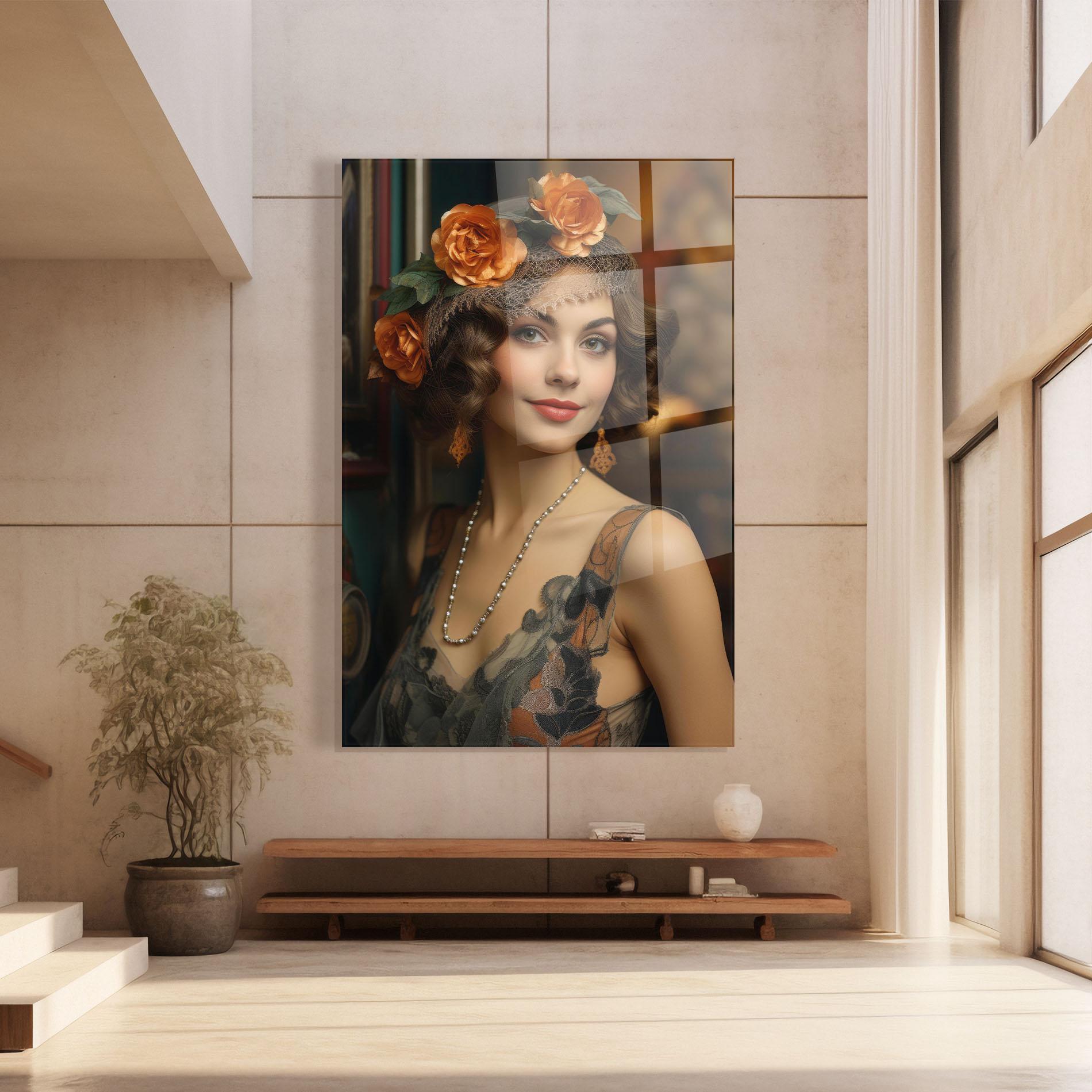 Üvegkép Orange Vintage Roses mockup 8