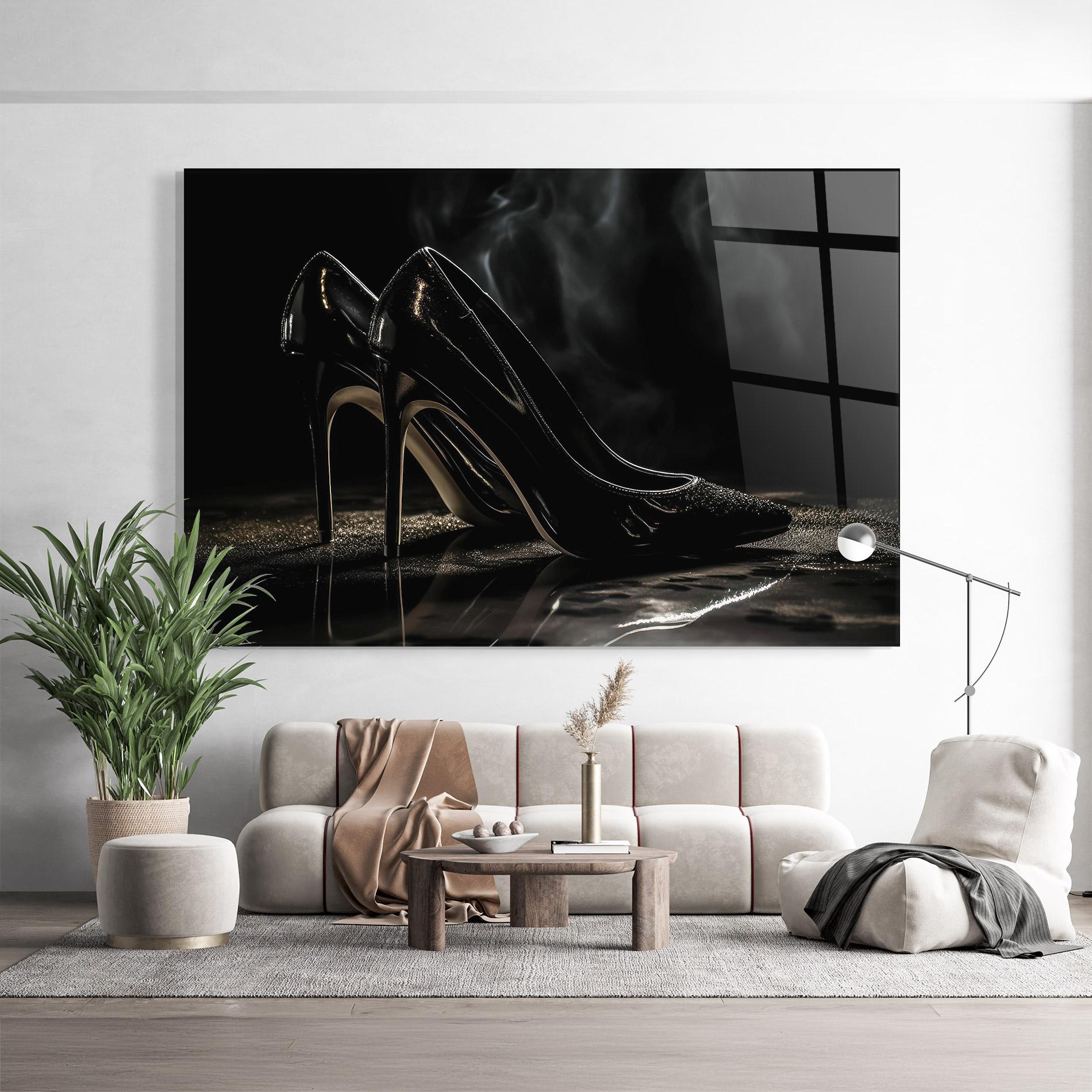 Üvegkép Black Leather Shoes mockup 9