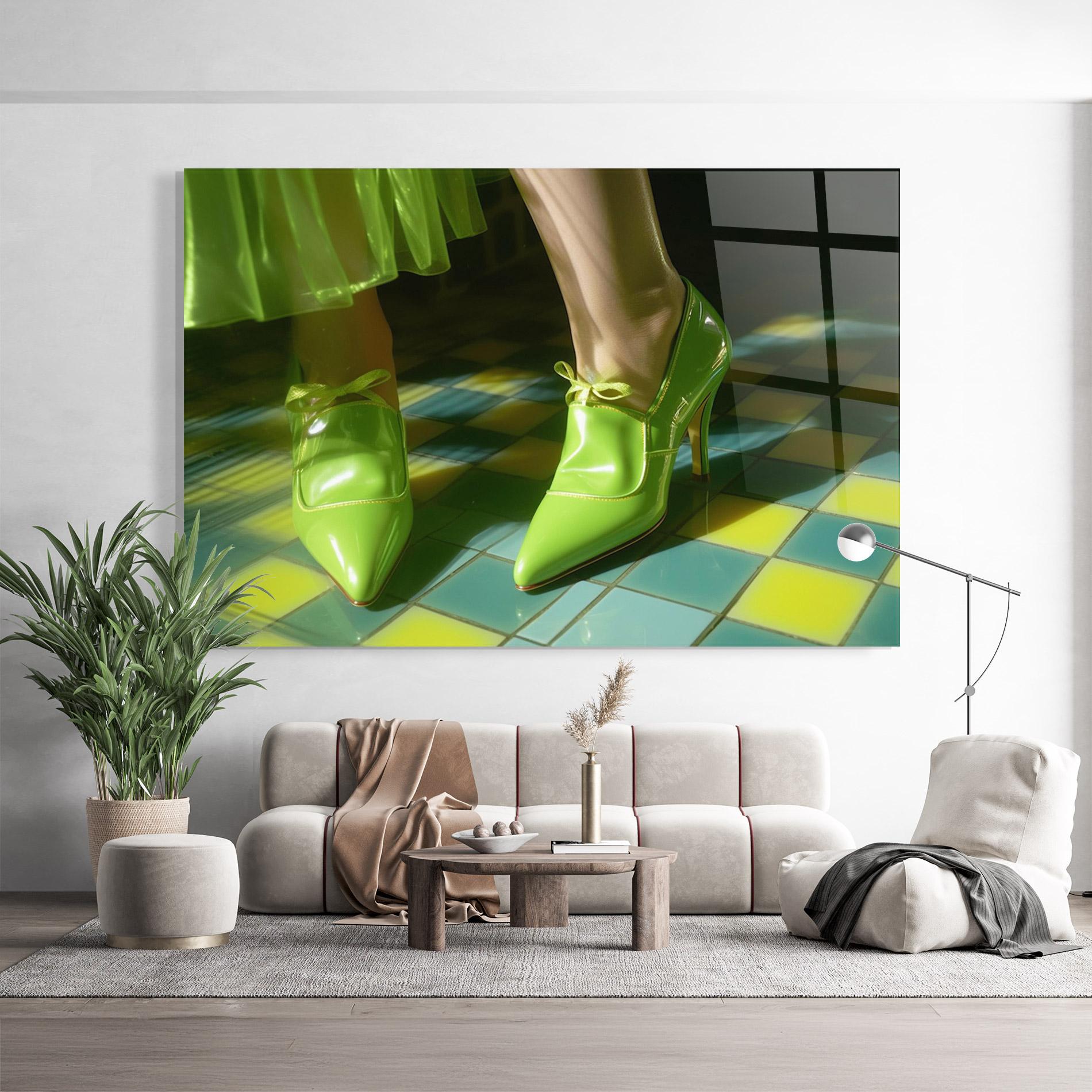 Üvegkép Green Elegant Shoes mockup 9