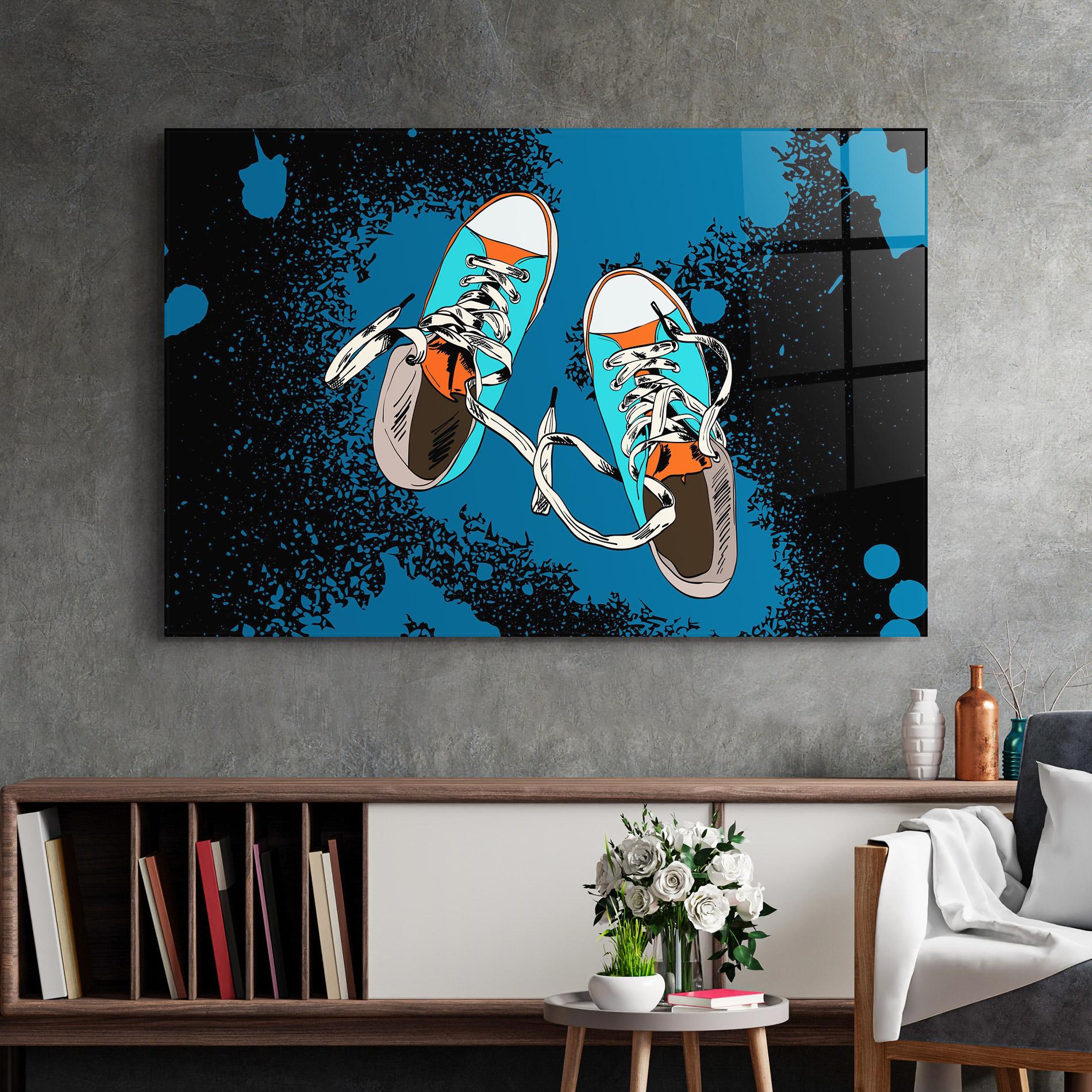 Üvegkép Blue Shoes Splash mockup 2