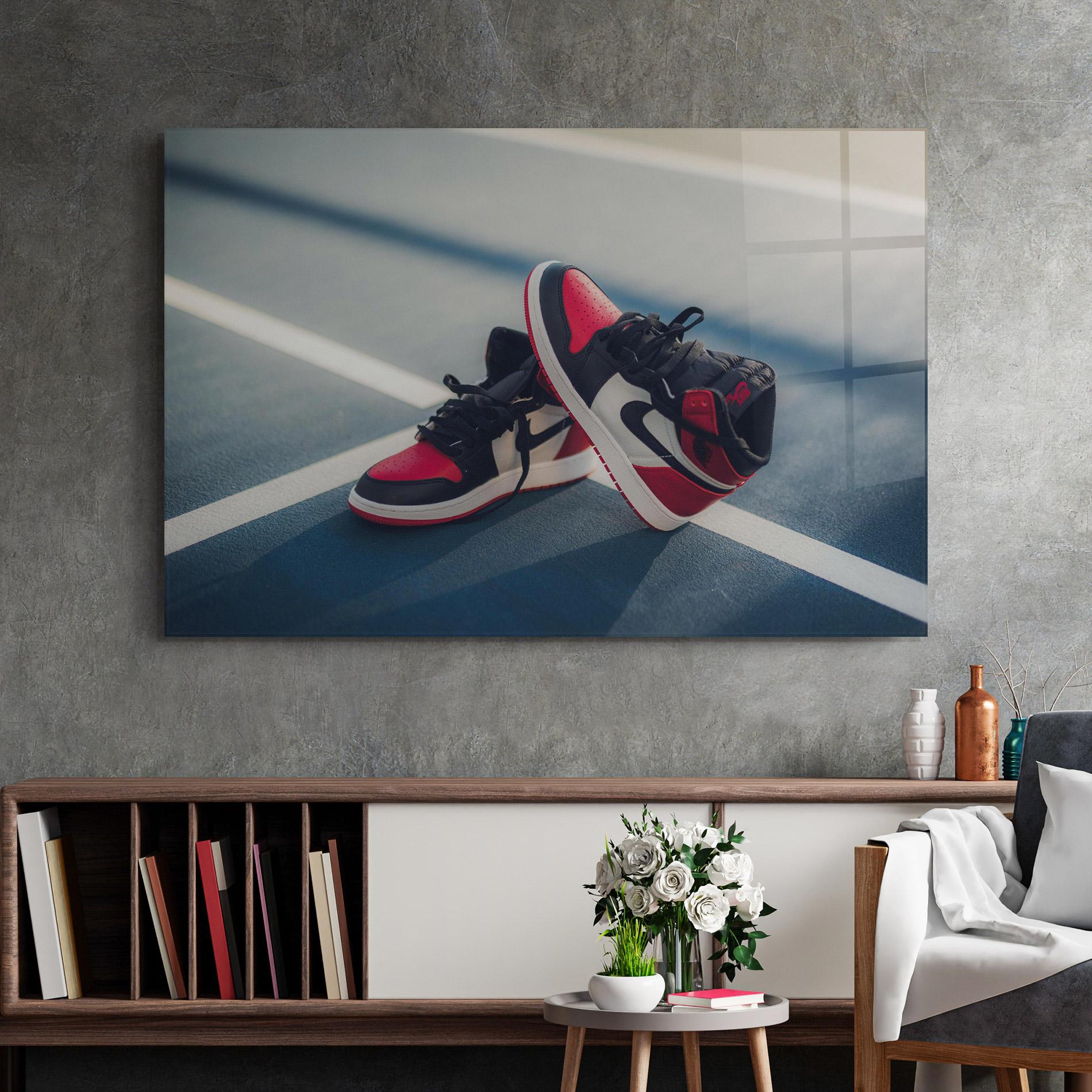 Üvegkép Cool Nike Red Jordan Air mockup 2