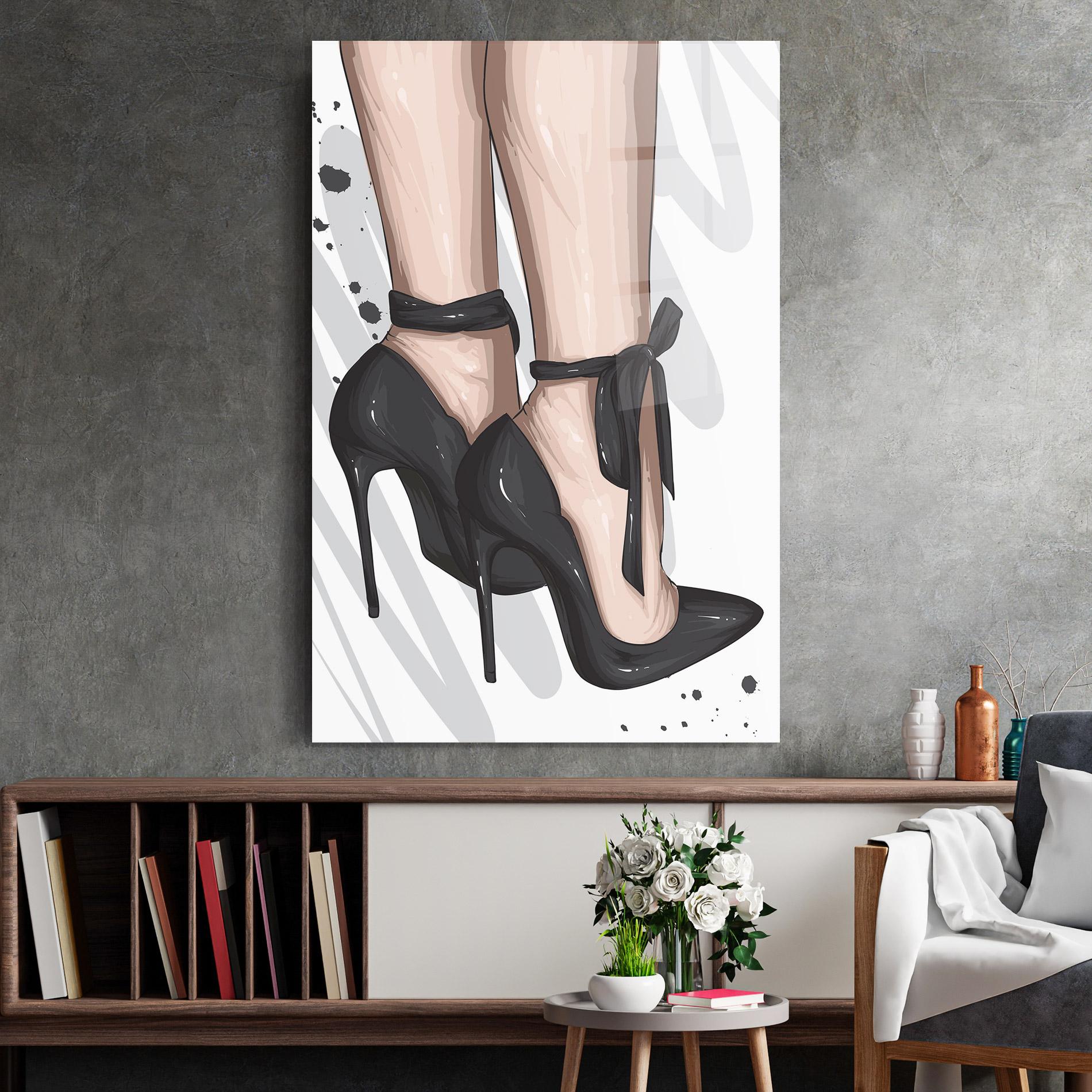 Üvegkép Black Woman Shoes mockup 2