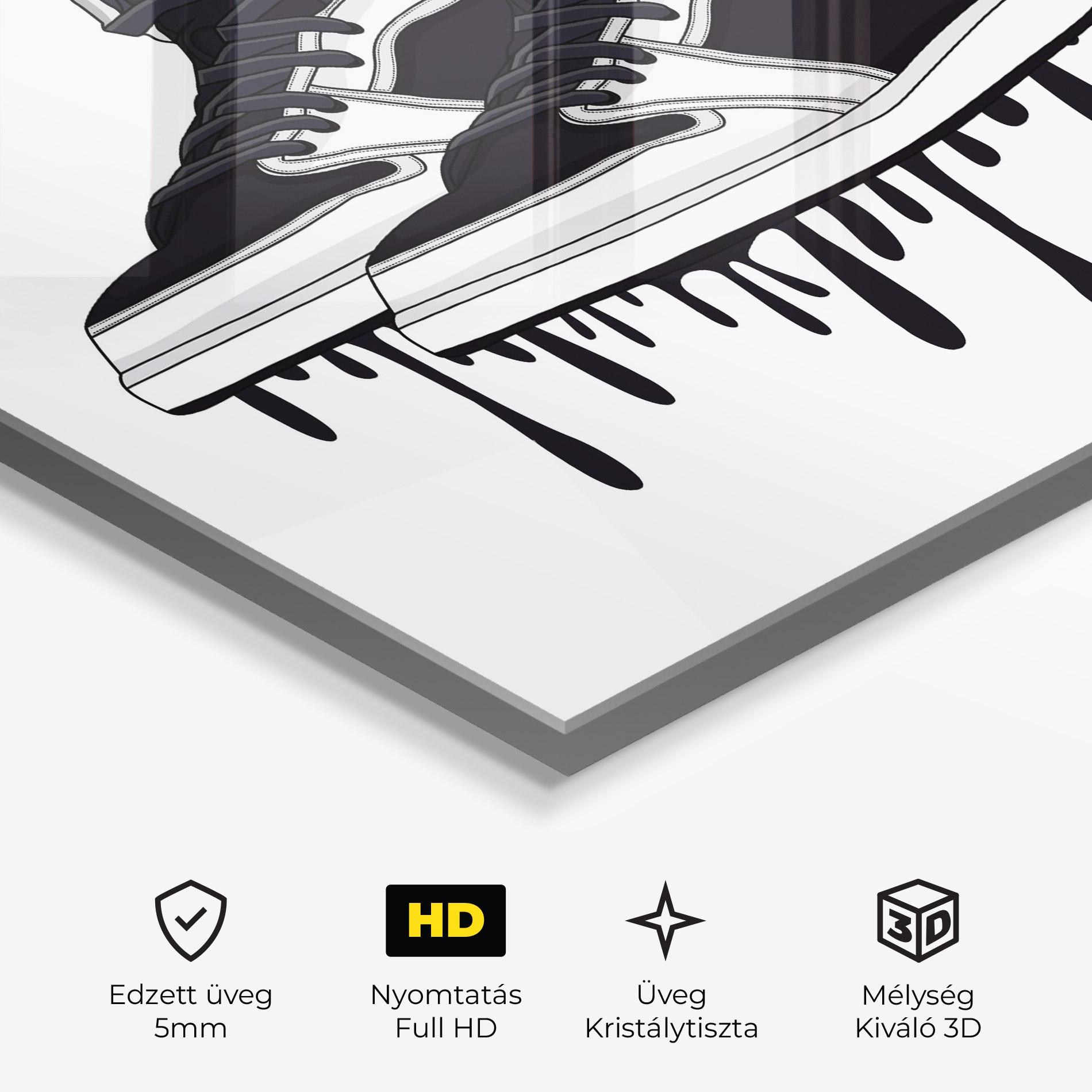 Üvegkép Black White Shoes mockup 3