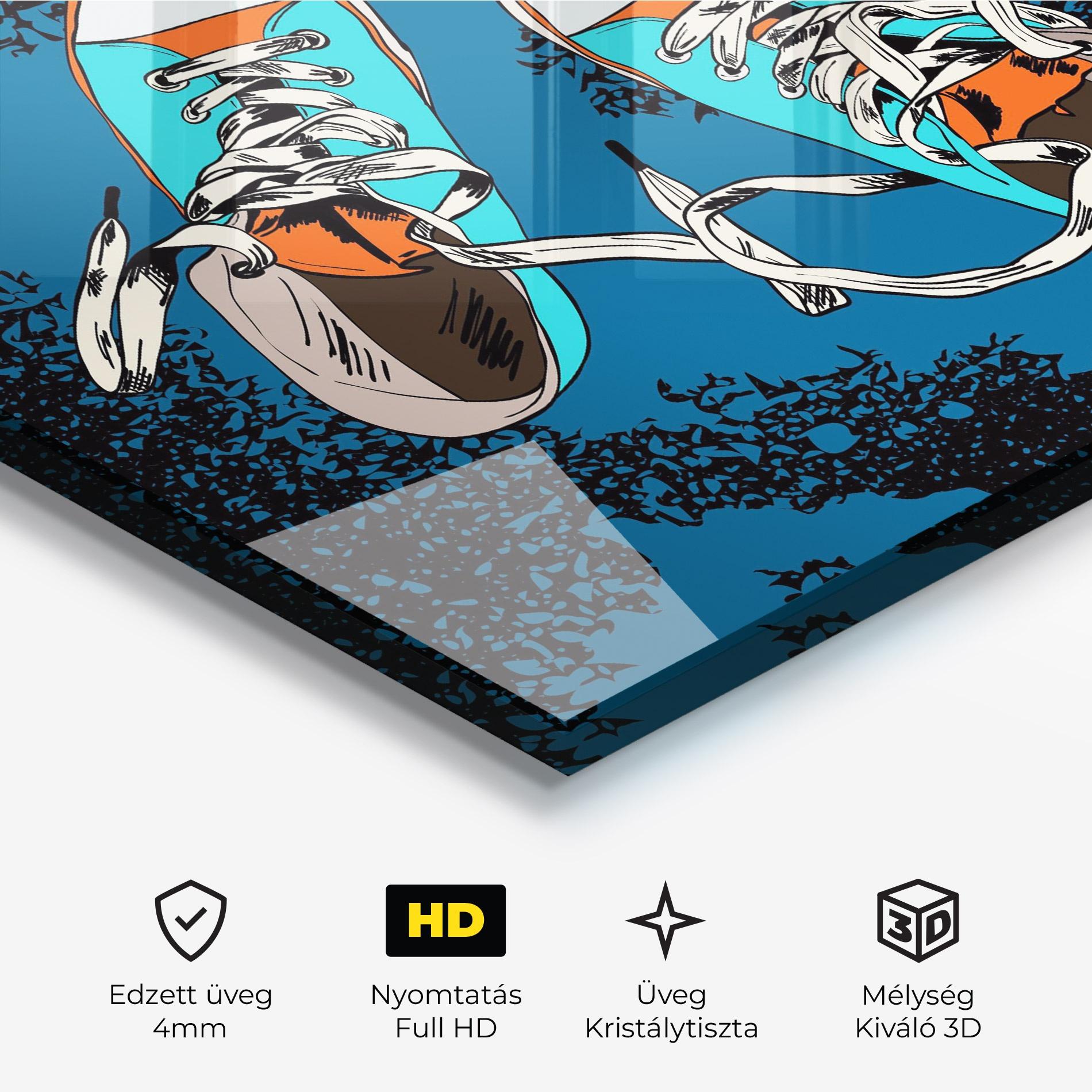 Üvegkép Blue Shoes Splash mockup 3