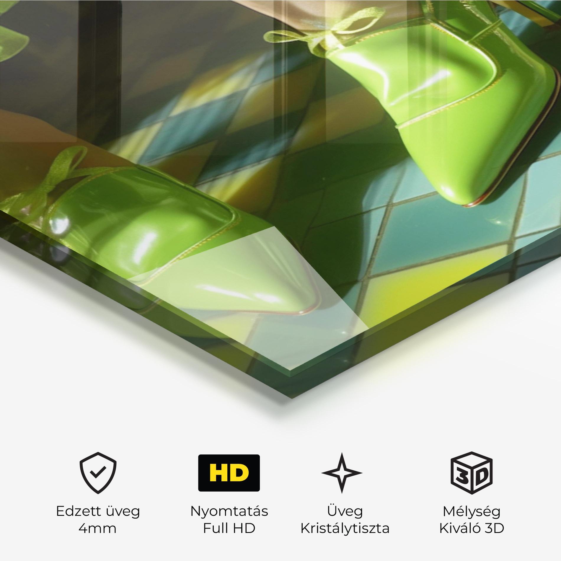 Üvegkép Green Elegant Shoes mockup 3