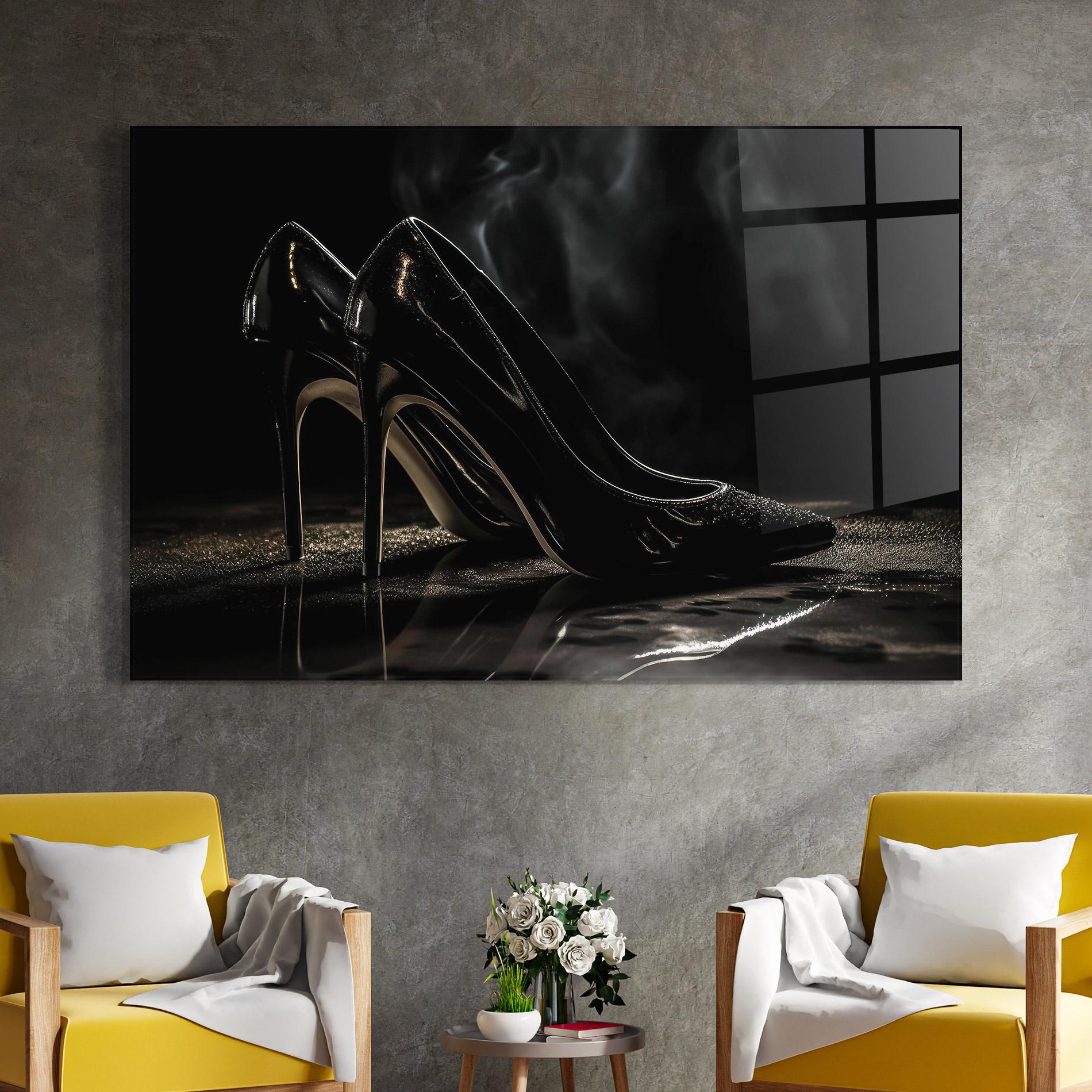 Üvegkép Black Leather Shoes mockup 4