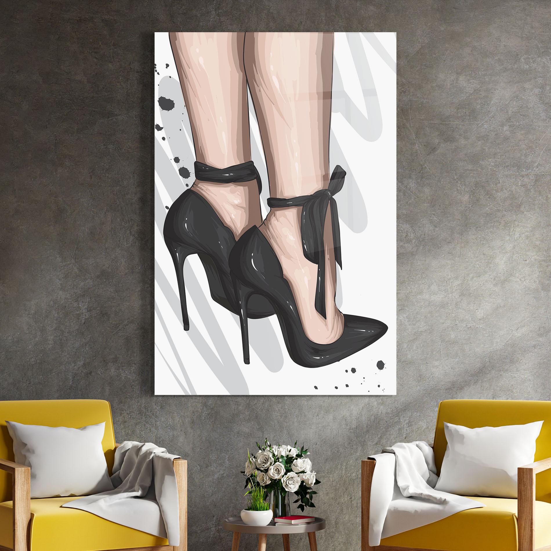 Üvegkép Black Woman Shoes mockup 4