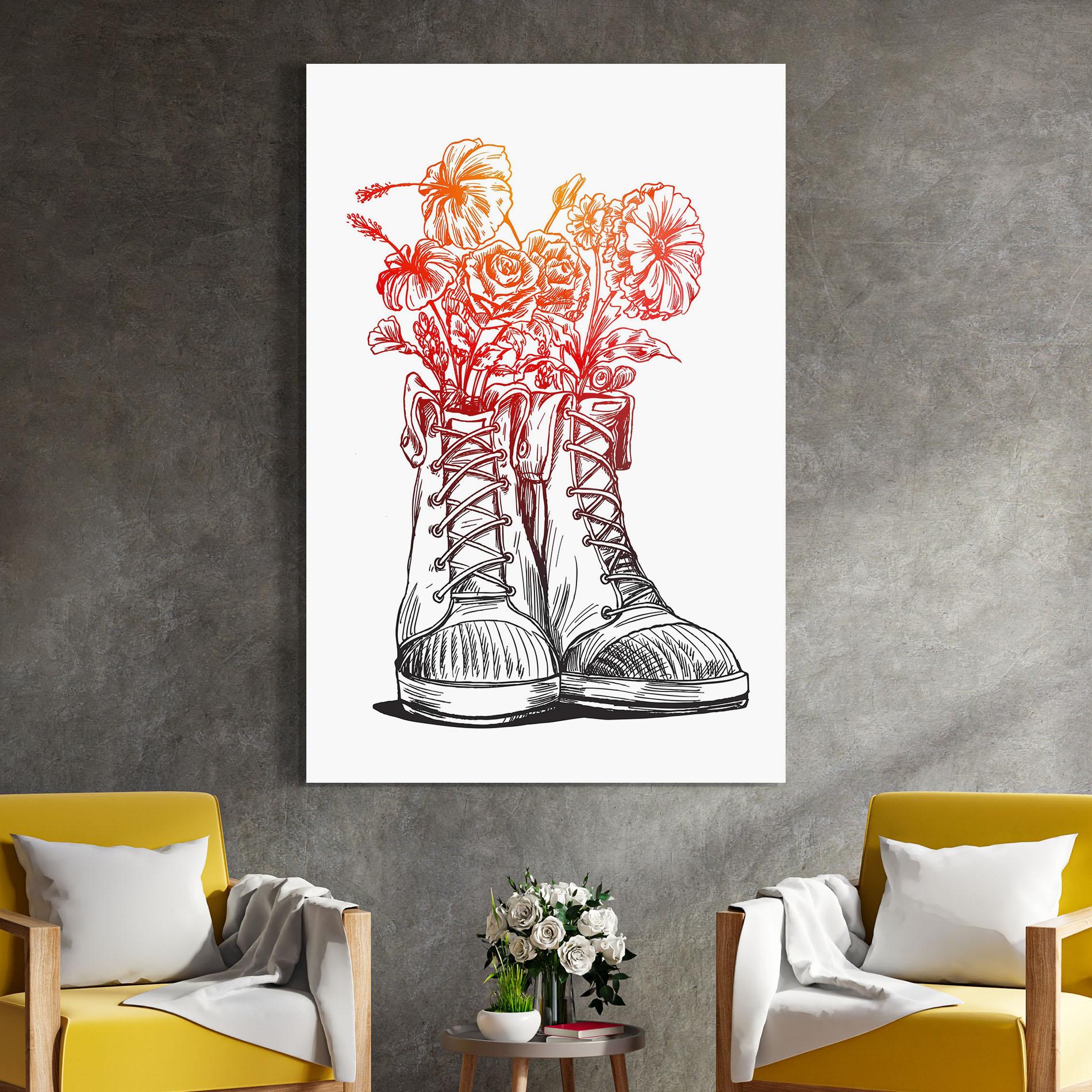 Üvegkép Flower In Shoes mockup 4