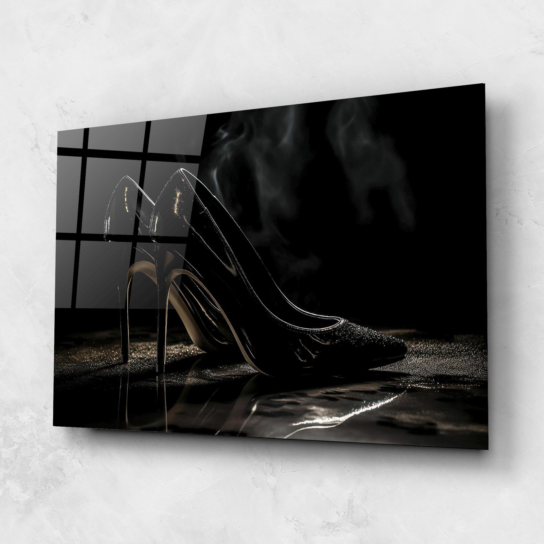 Üvegkép Black Leather Shoes mockup 1