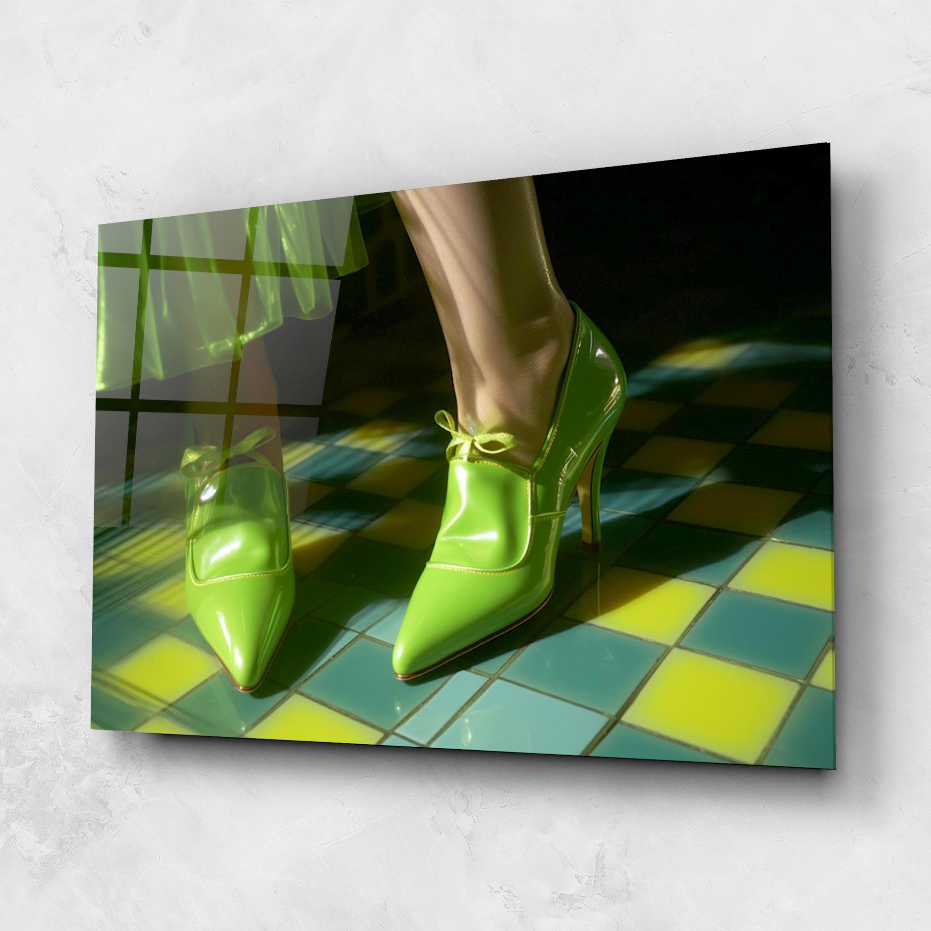 Üvegkép Green Elegant Shoes mockup 1