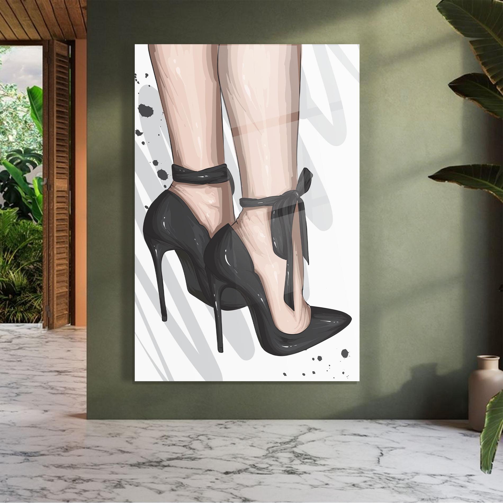 Üvegkép Black Woman Shoes mockup 7