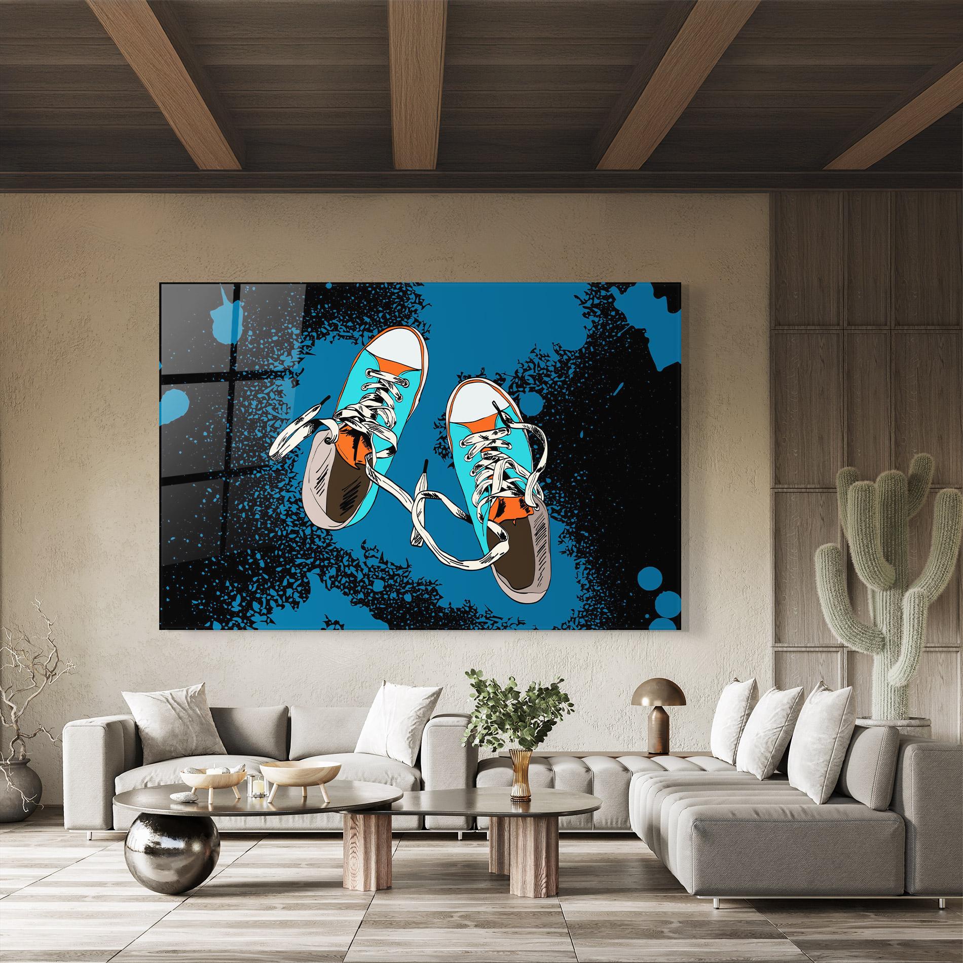 Üvegkép Blue Shoes Splash mockup 8