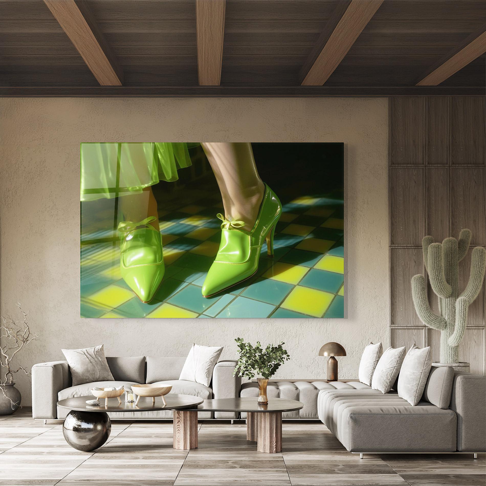 Üvegkép Green Elegant Shoes mockup 8