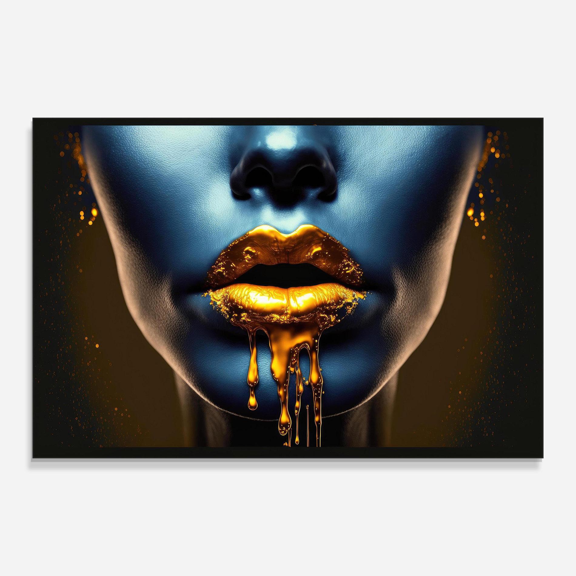 Üvegkép Gold Liquid Blue mockup 0