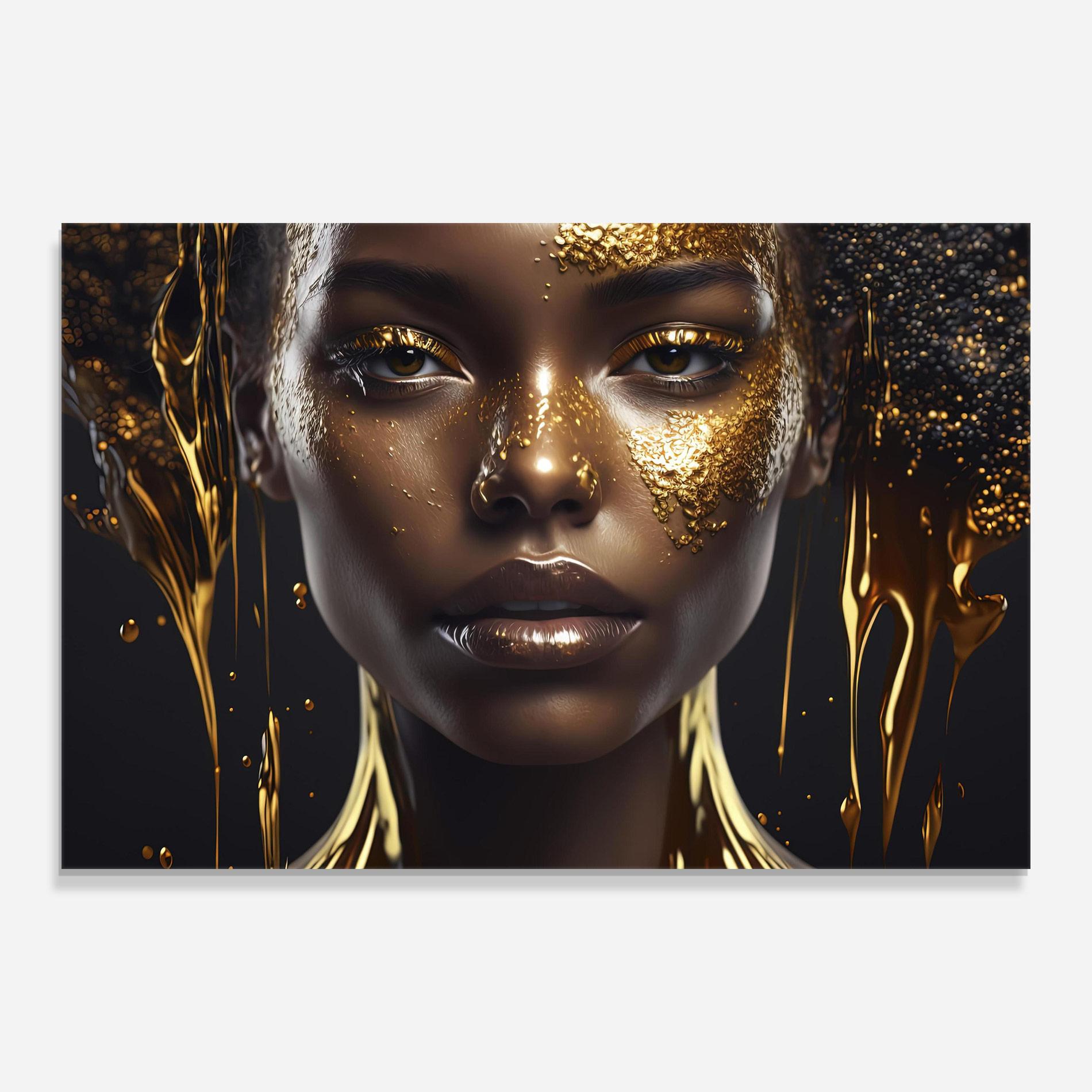 Üvegkép Gold Portrait Falling mockup 0