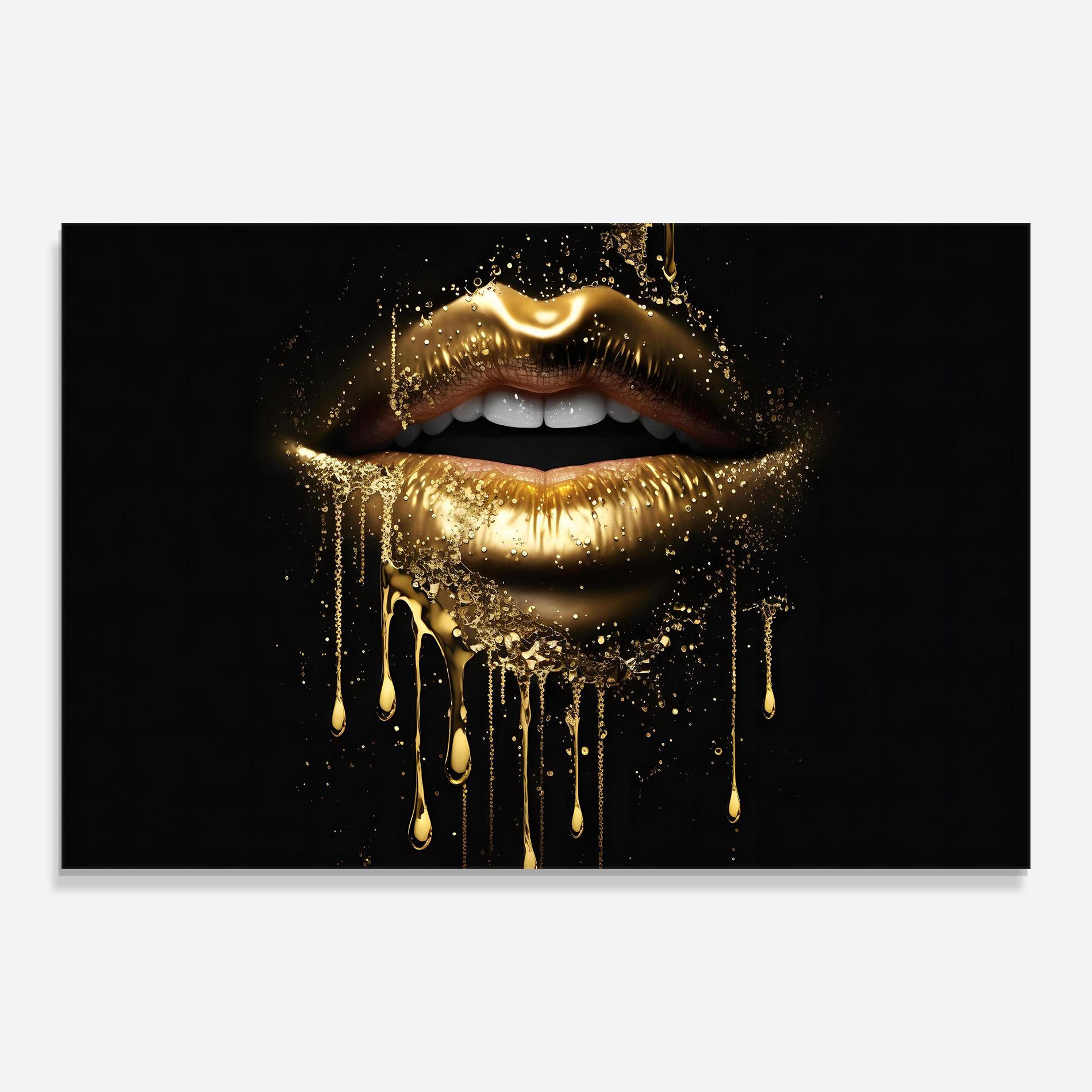 Üvegkép Golden Luxury Lips mockup 0