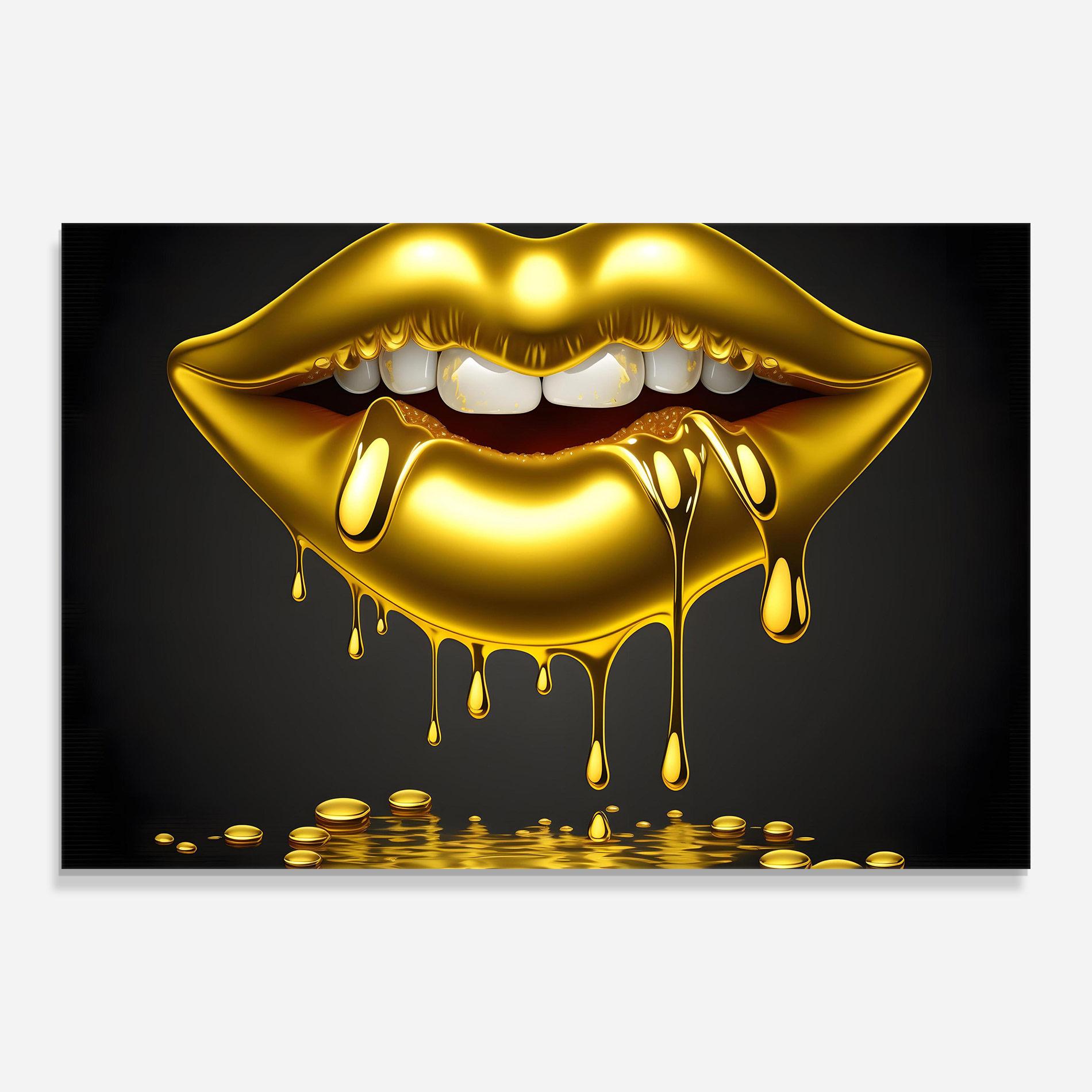 Üvegkép Pop Gold Lips mockup 0