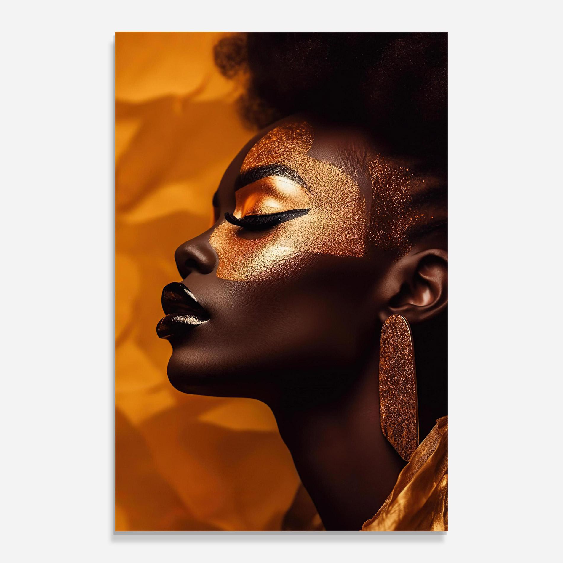 Üvegkép Fashion Gold Portrait mockup 0