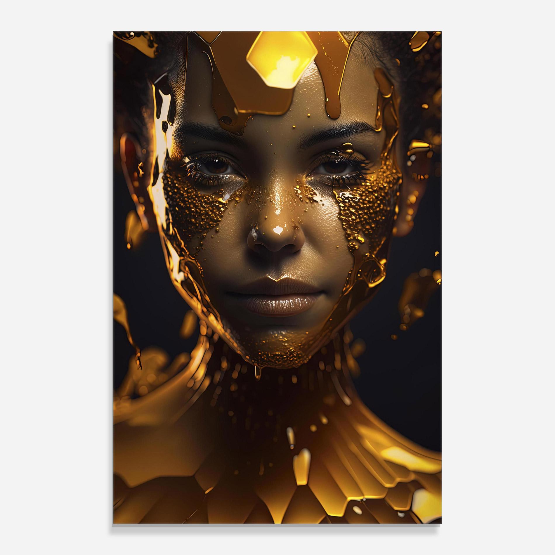 Üvegkép Gold Honeycomb Girl mockup 0